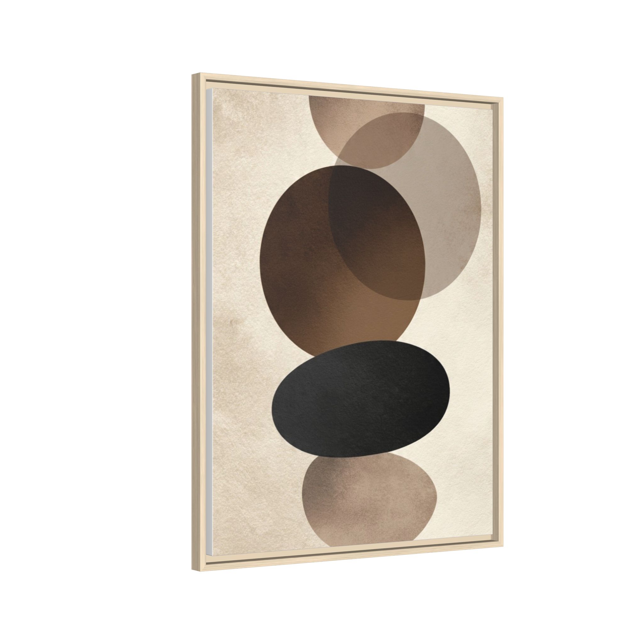 Framed Abstract Circles Matte Canvas Print — Neutral Mid-Century Wall Art - Image 154