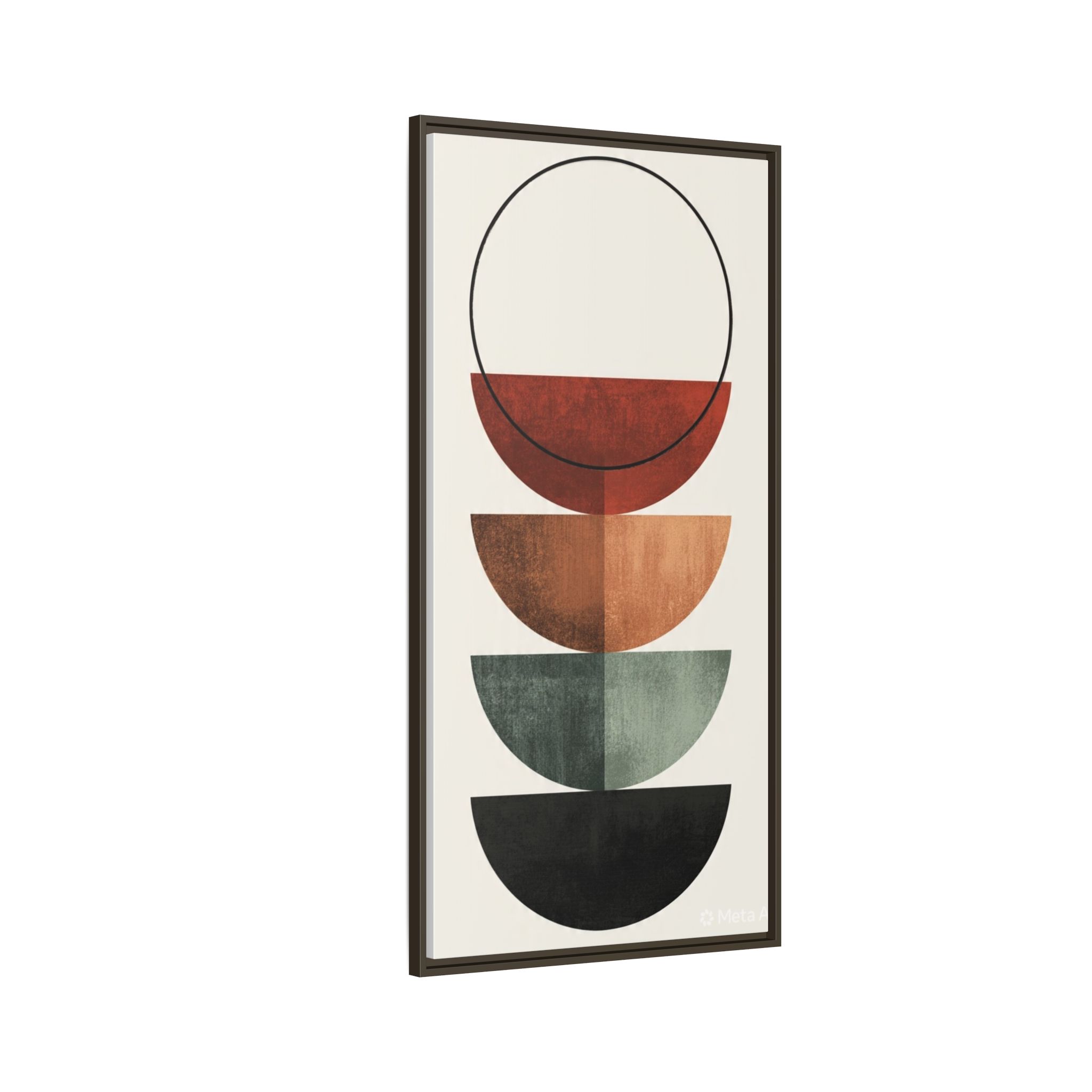 Abstract Stacked Semi-Circles Framed Canvas Wall Art — Mid-Century Modern Geometric Print - Image 10
