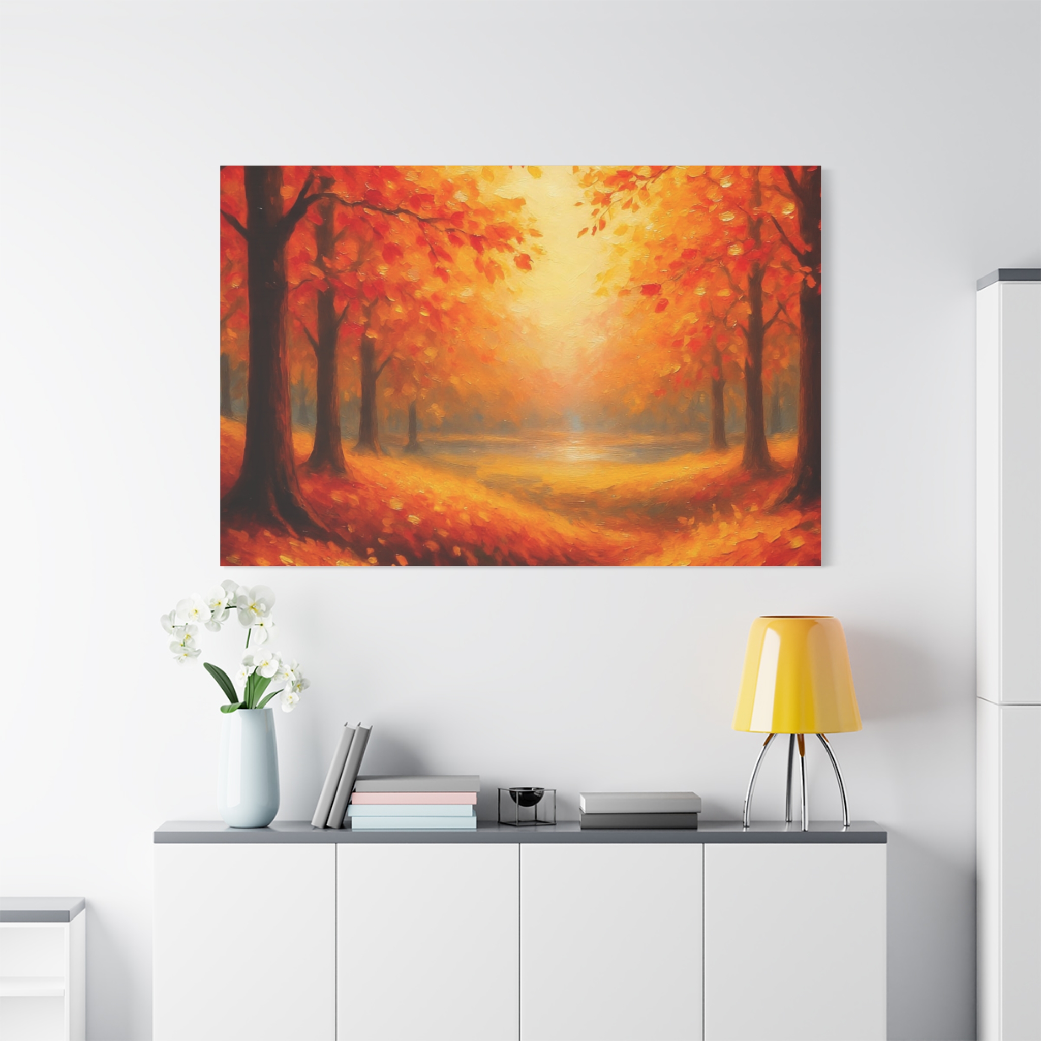 Autumn Forest Canvas Wall Art — Golden Fall Trees Matte Stretched Canvas - Image 2