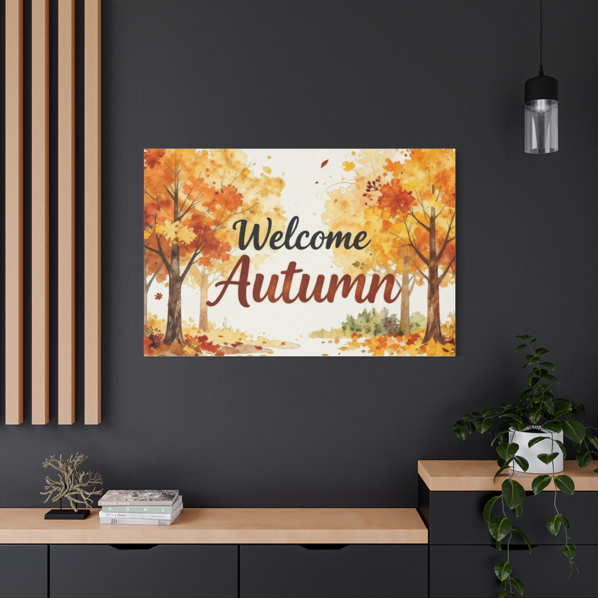 Welcome Autumn Canvas Wall Art – Fall Trees & Leaves Matte Stretched Canvas - Image 5