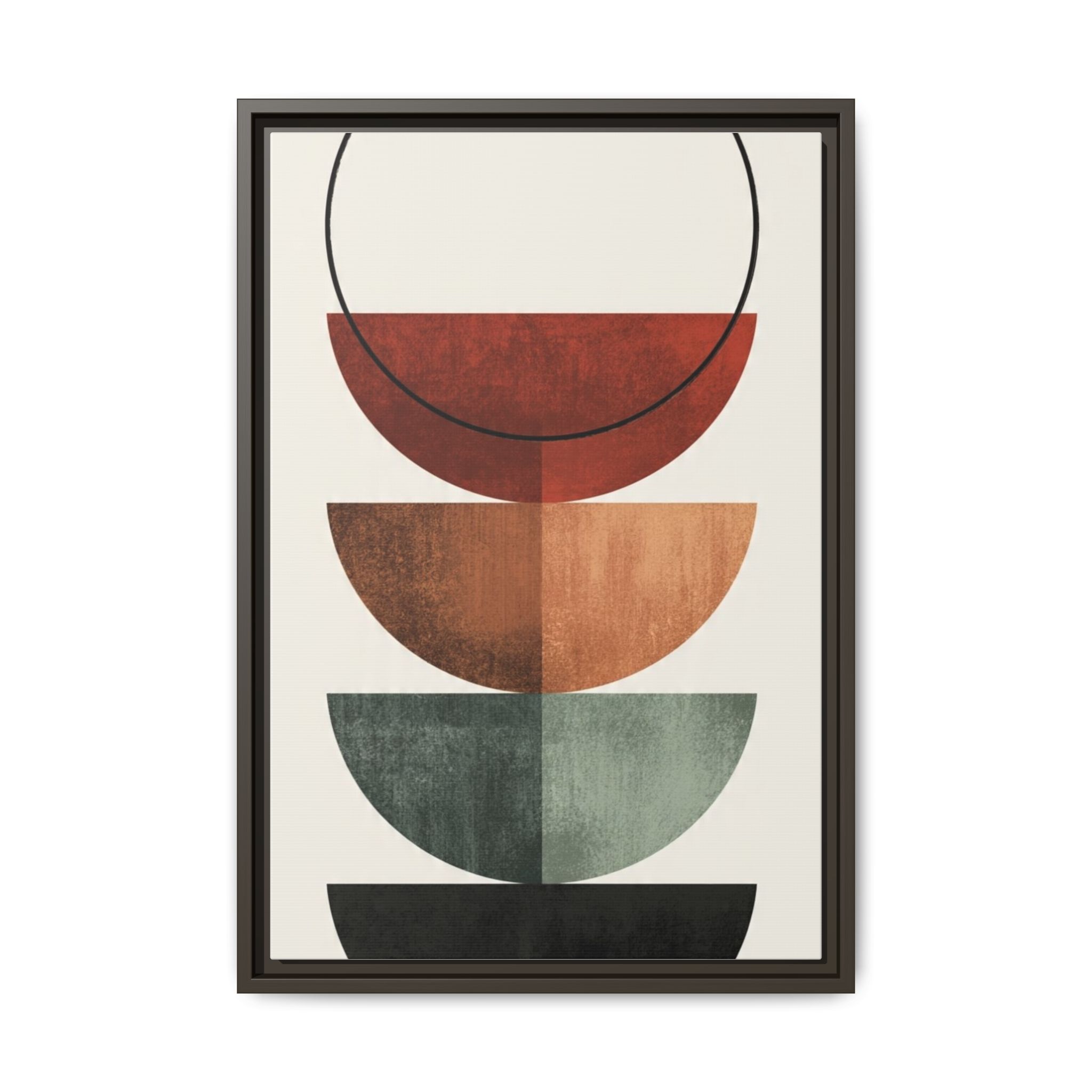 Abstract Stacked Semi-Circles Framed Canvas Wall Art — Mid-Century Modern Geometric Print - Image 245