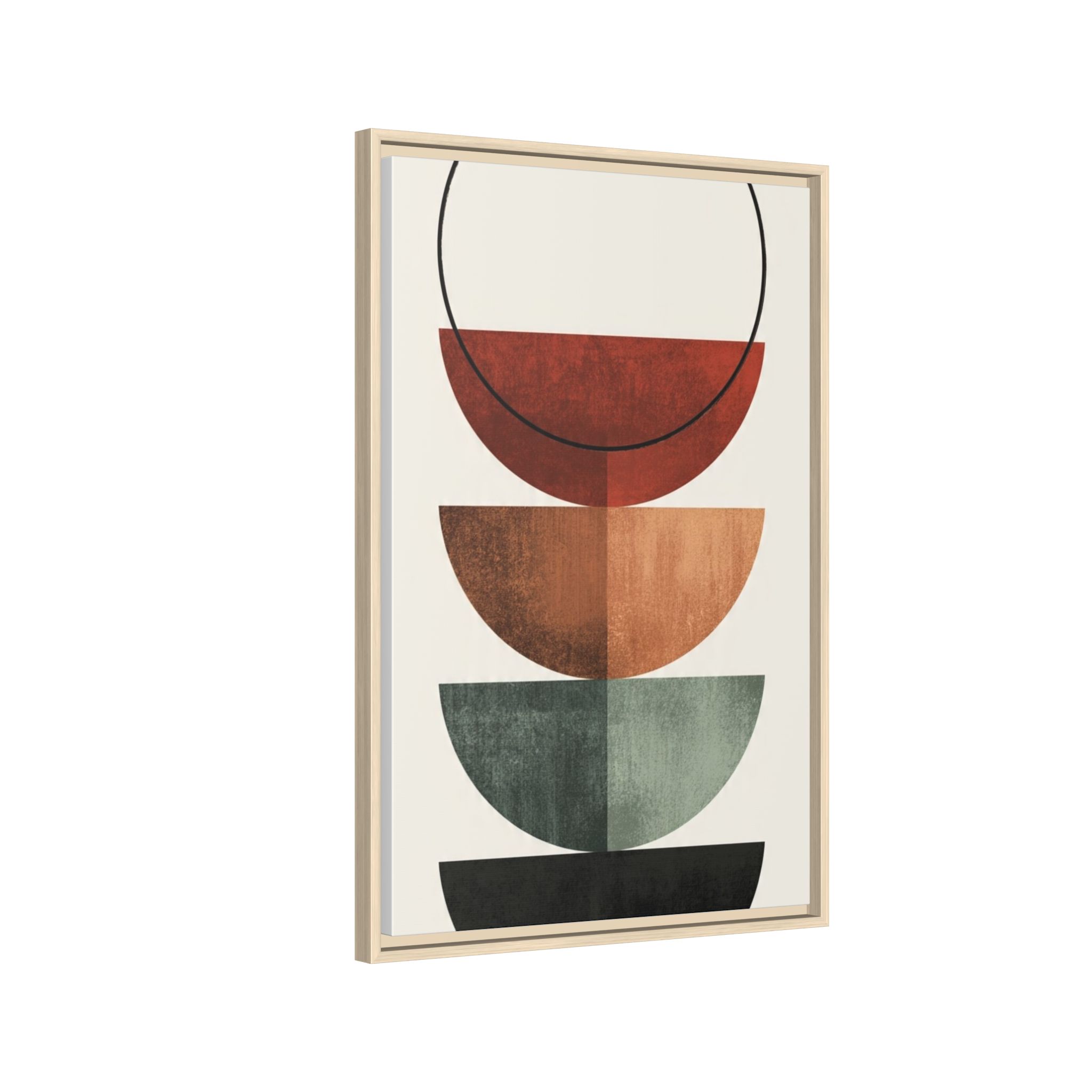 Abstract Stacked Semi-Circles Framed Canvas Wall Art — Mid-Century Modern Geometric Print - Image 134