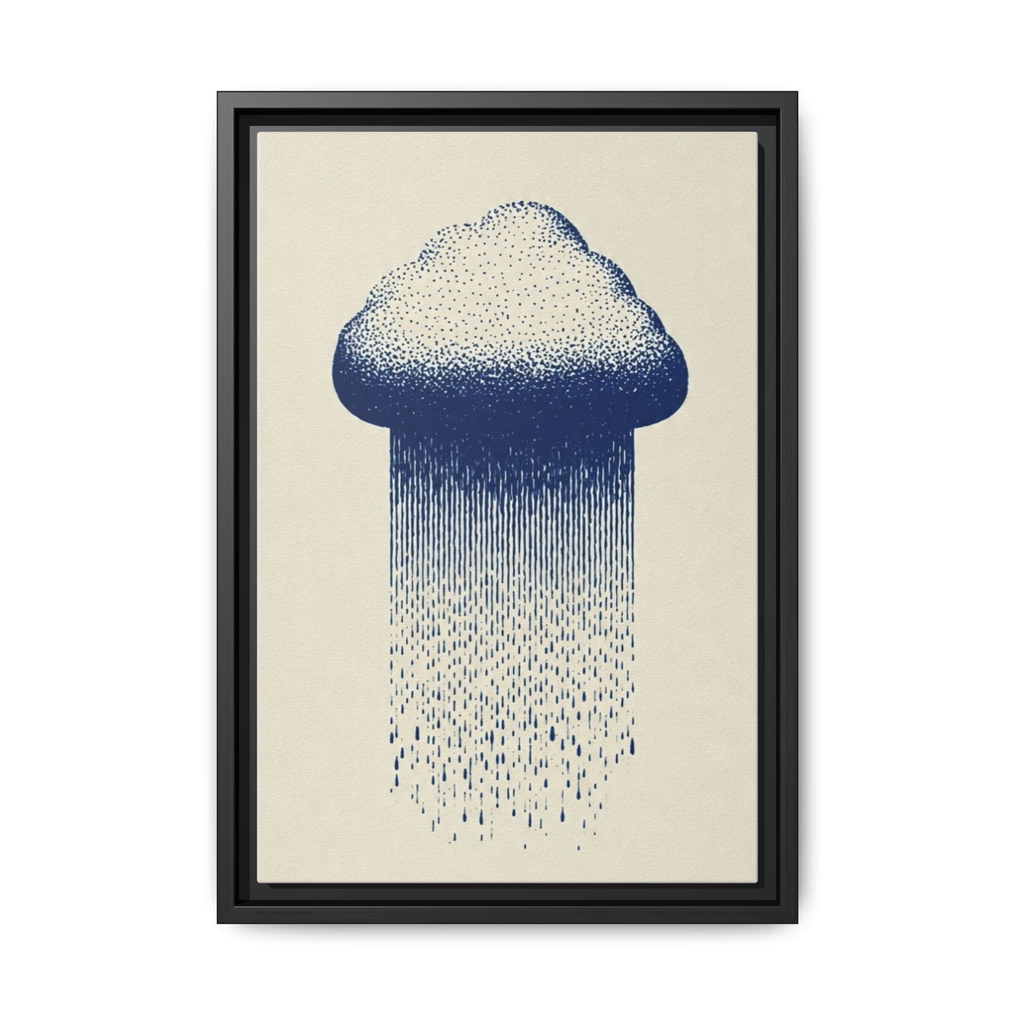 Framed Canvas Wall Art — Blue Rain Cloud Minimalist Print - Image 125