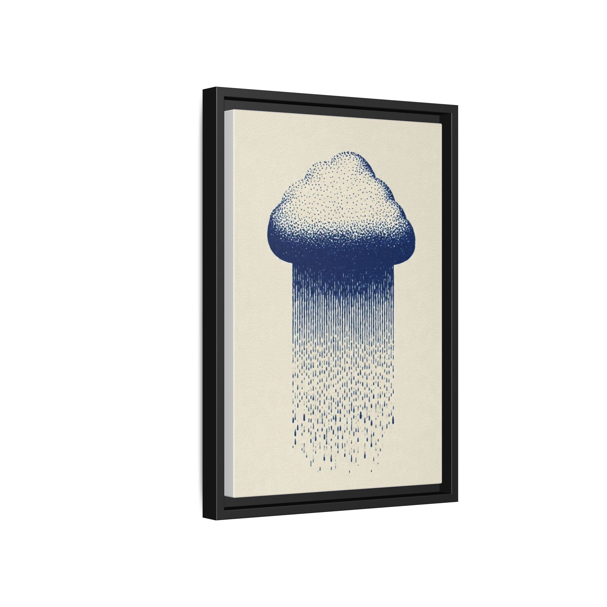 Framed Canvas Wall Art — Blue Rain Cloud Minimalist Print - Image 126