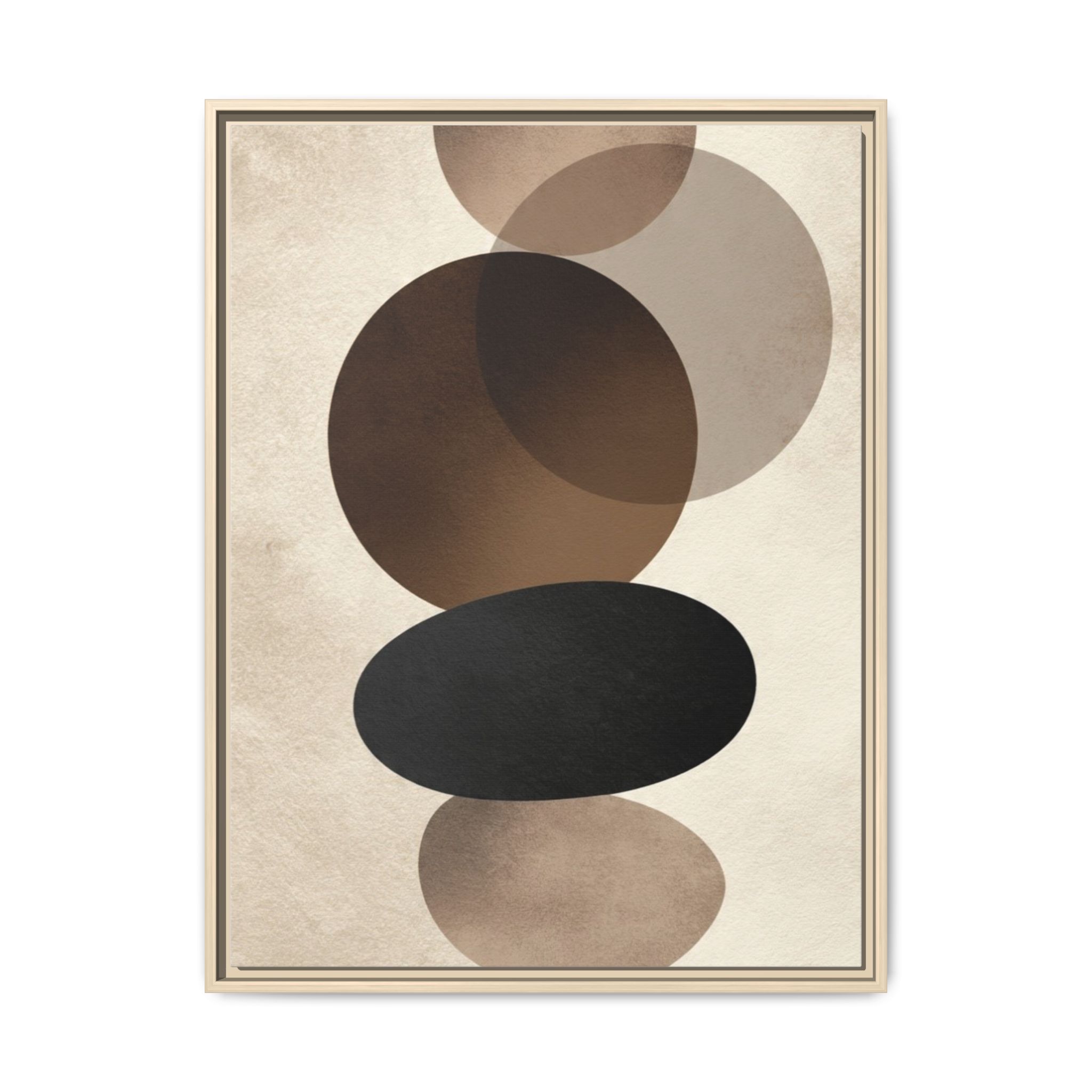 Framed Abstract Circles Matte Canvas Print — Neutral Mid-Century Wall Art - Image 153