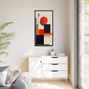 Abstract Geometric Canvas Print — Mid-Century Framed Wall Art