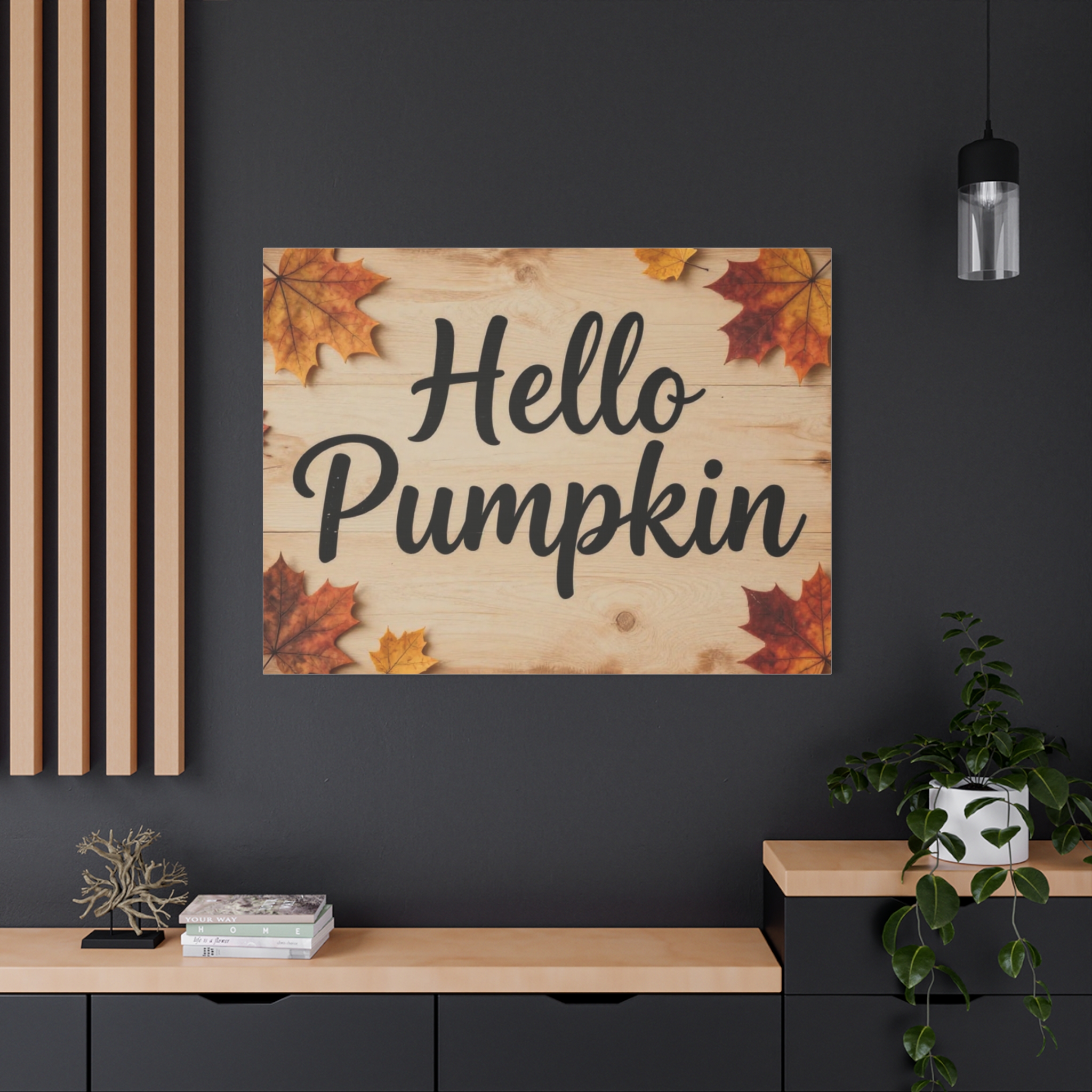 Hello Pumpkin Canvas Wall Art — Autumn Leaves Fall Home Decor - Image 4