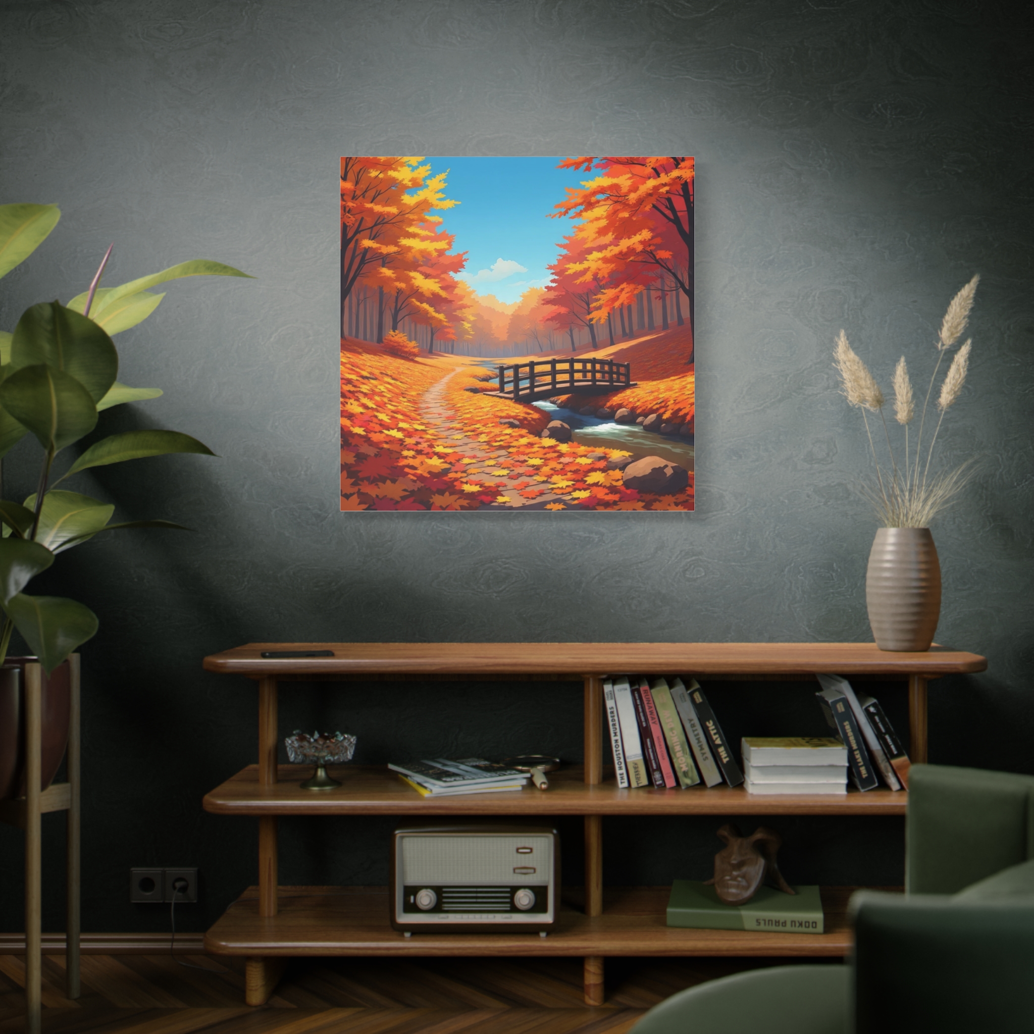 Autumn Forest Bridge Canvas - Image 9