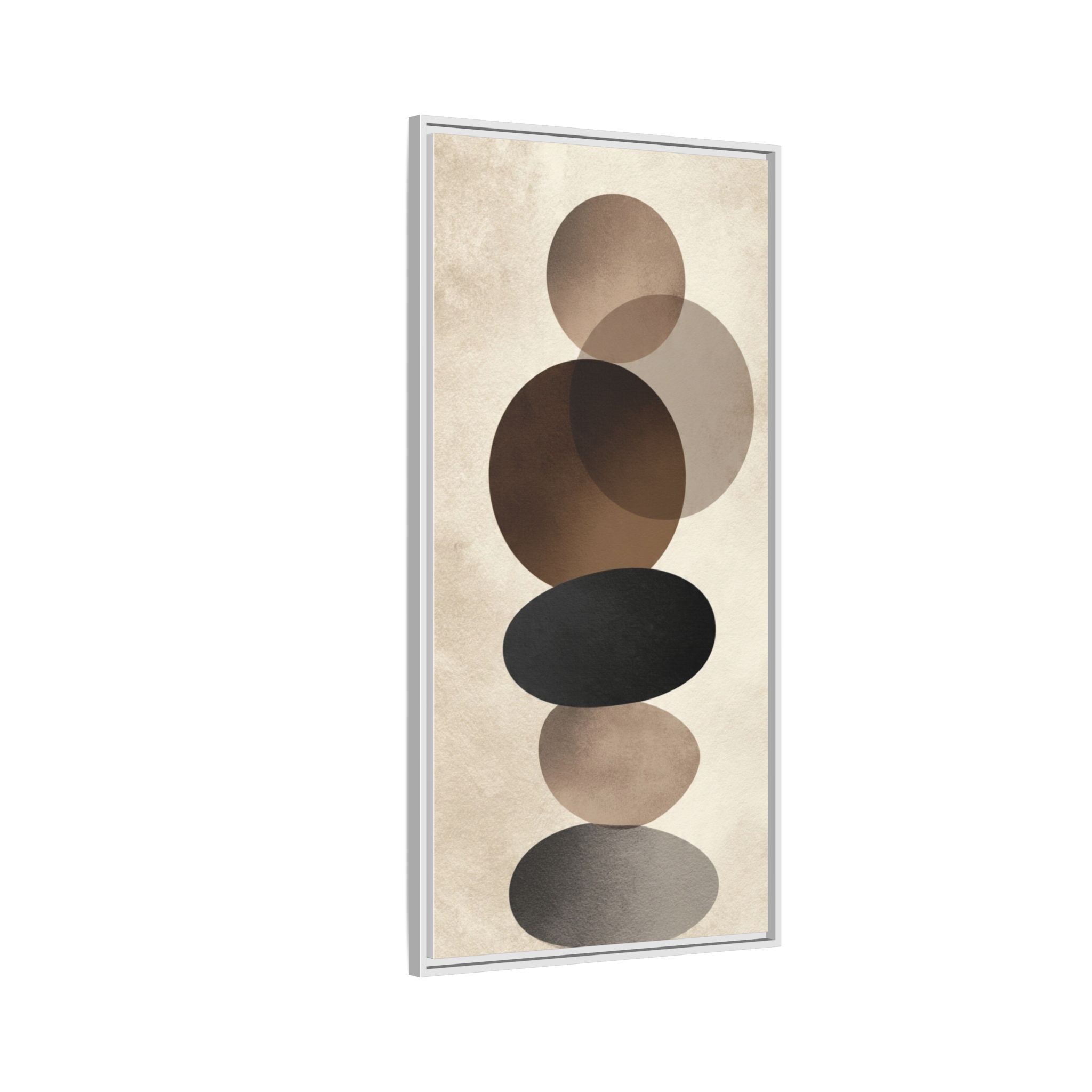 Framed Abstract Circles Matte Canvas Print — Neutral Mid-Century Wall Art - Image 14