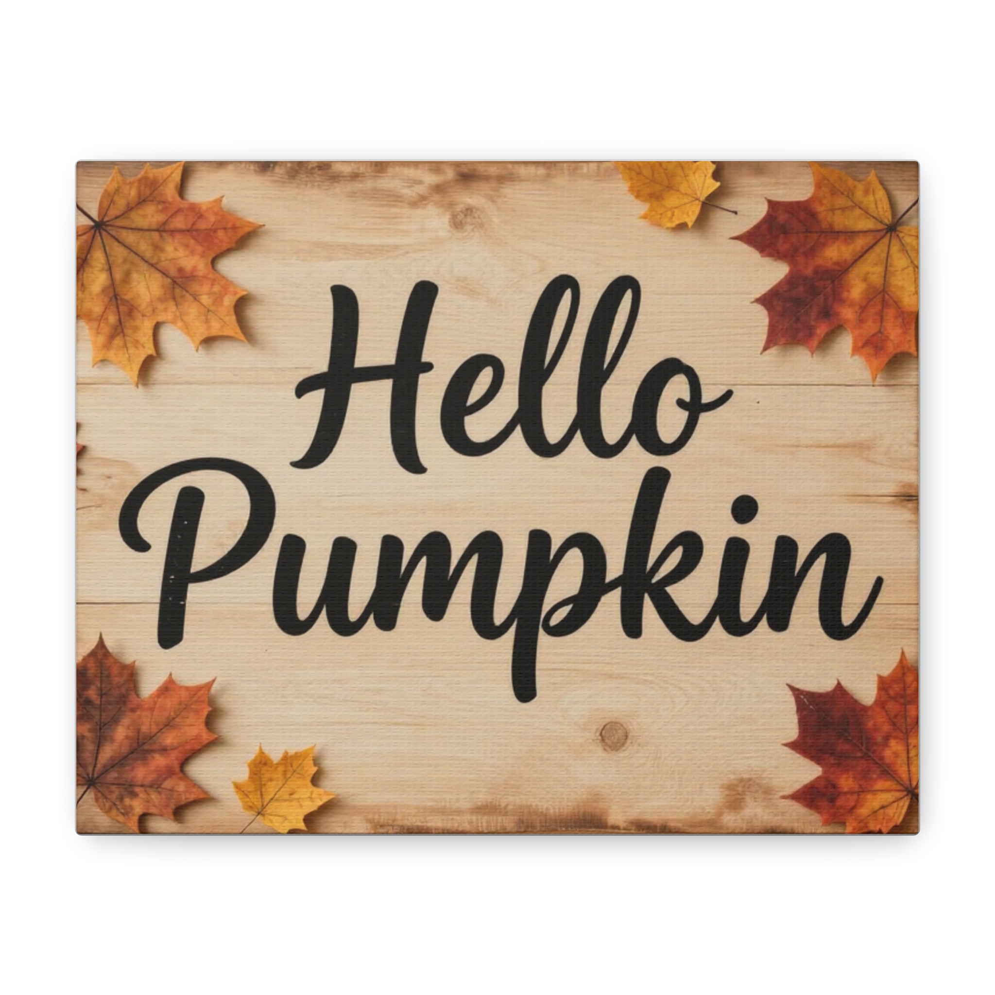 Hello Pumpkin Canvas Wall Art — Autumn Leaves Fall Home Decor - Image 2