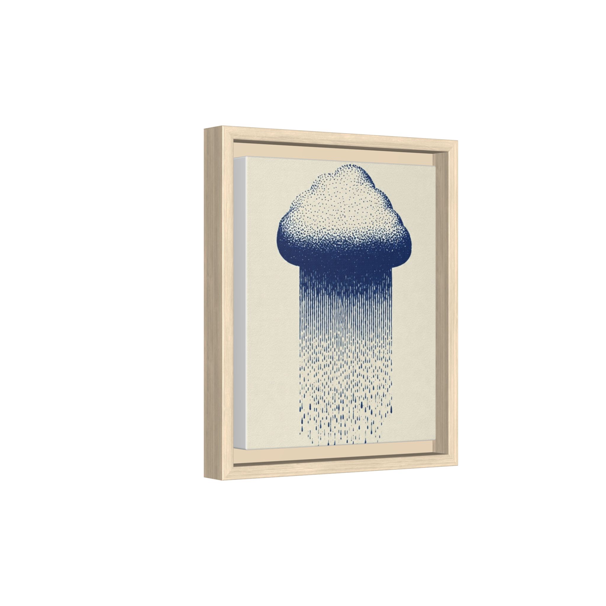 Framed Canvas Wall Art — Blue Rain Cloud Minimalist Print - Image 146
