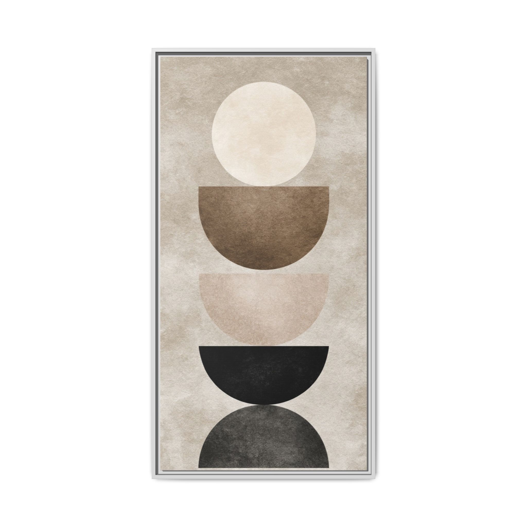Abstract Neutral Geometric Canvas Print — Stacked Circles Framed Wall Art - Image 13