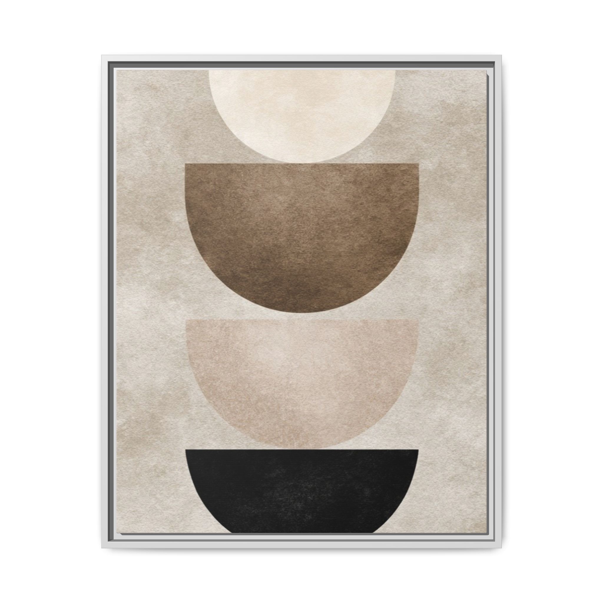 Abstract Neutral Geometric Canvas Print — Stacked Circles Framed Wall Art - Image 249