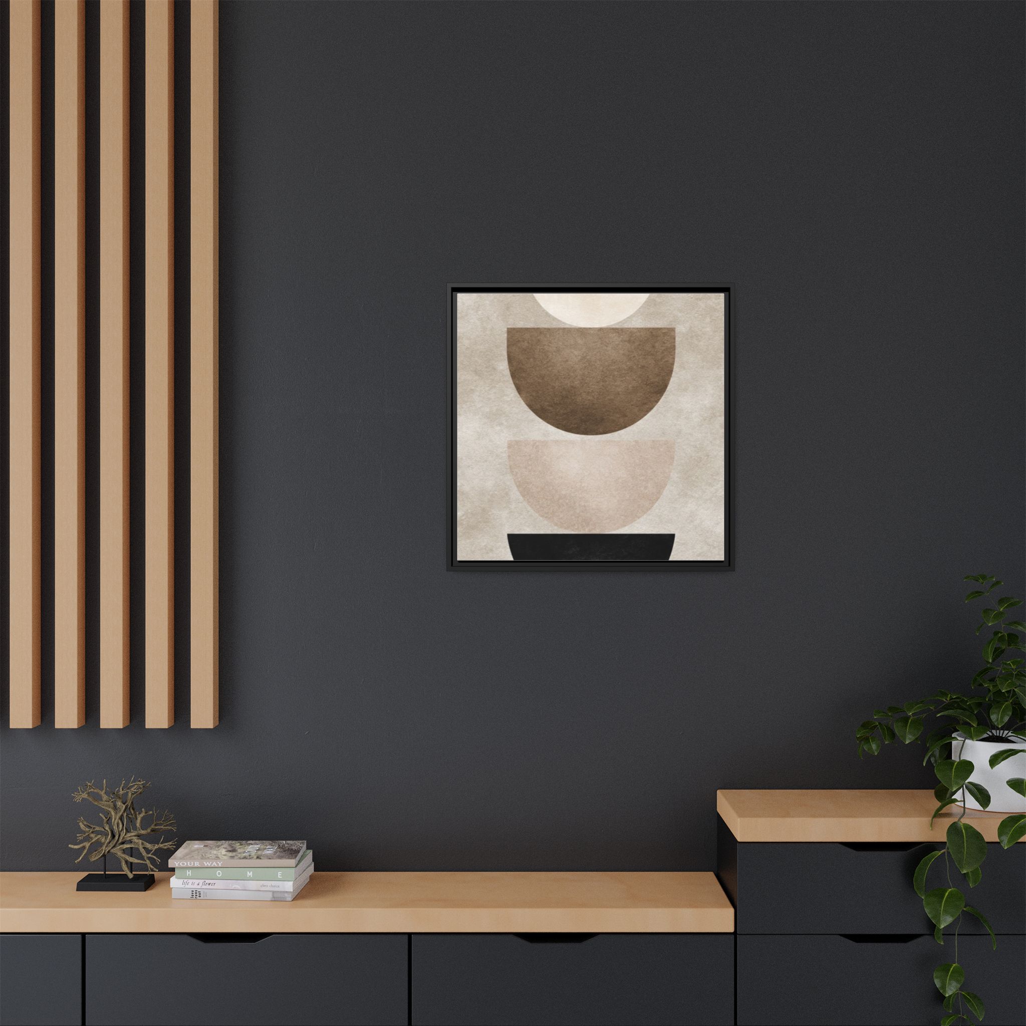 Abstract Neutral Geometric Canvas Print — Stacked Circles Framed Wall Art - Image 24