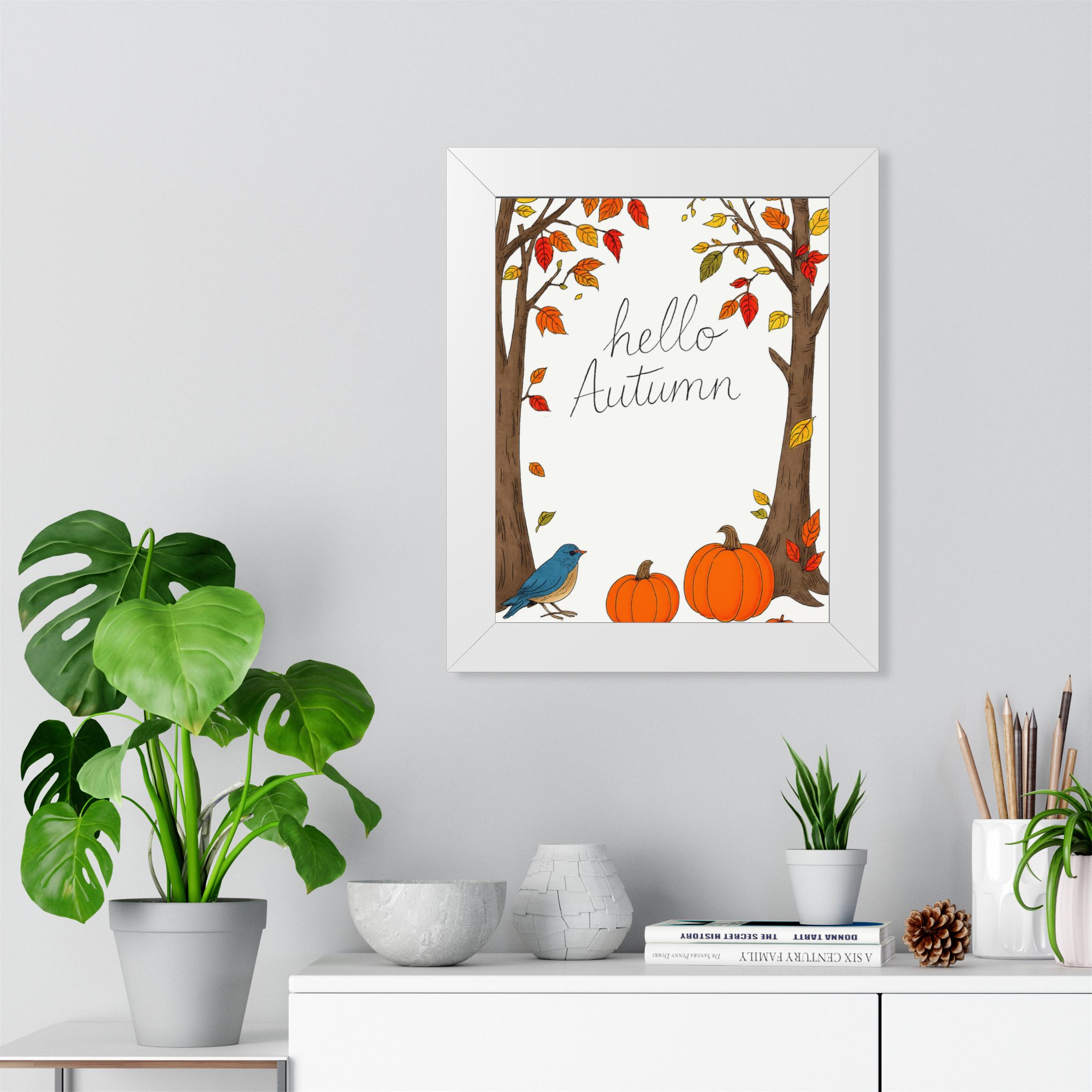 Hello Autumn Framed Poster — Fall Pumpkin & Tree Wall Art - Image 11