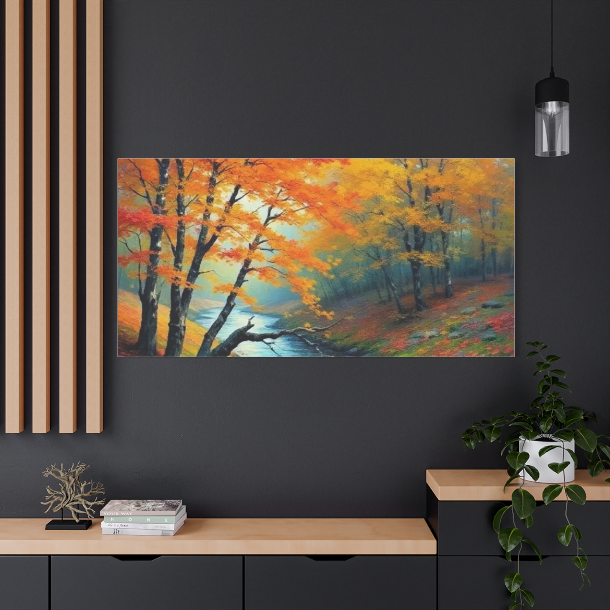 Autumn River Canvas Wall Art — Stretched Matte Fall Landscape - Image 7