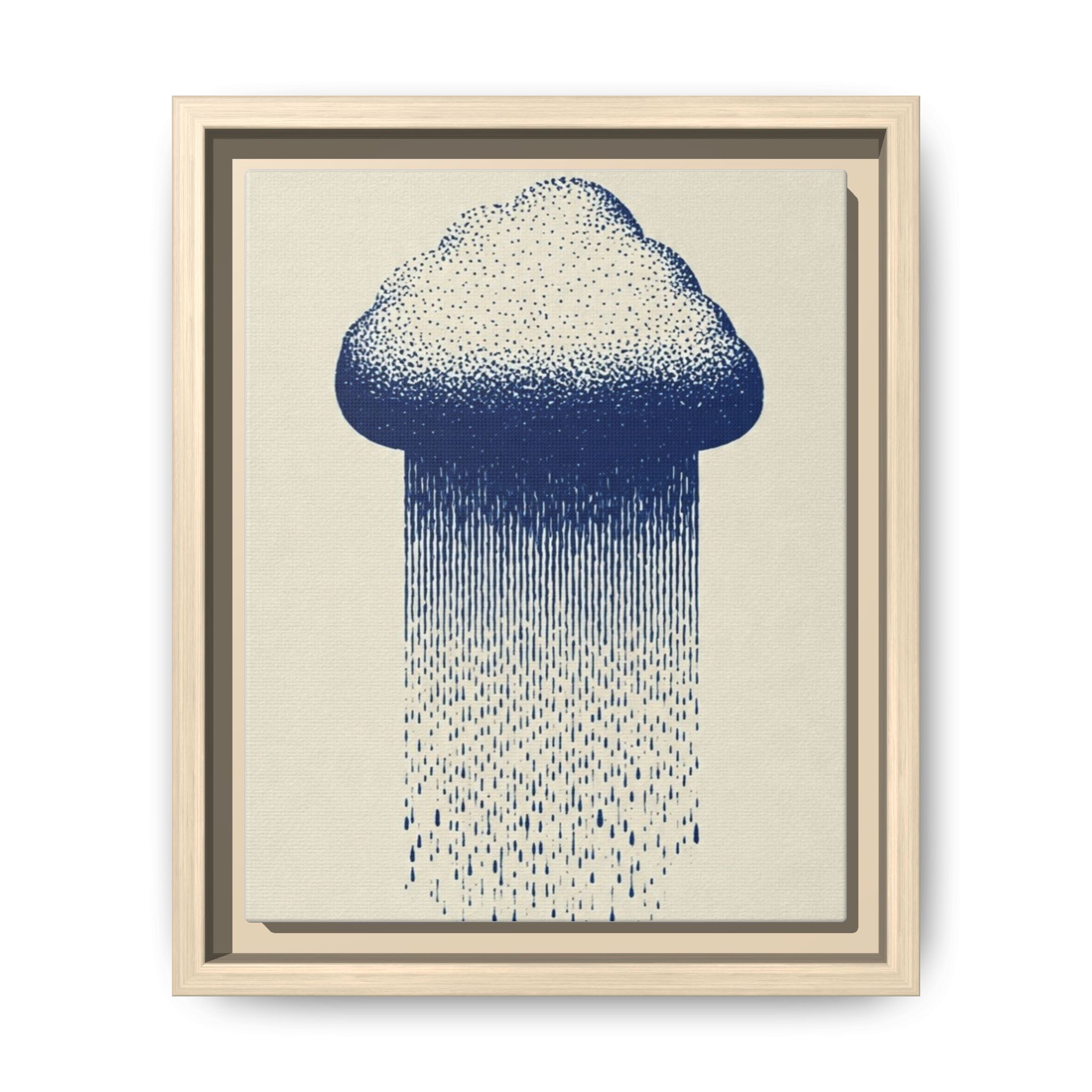 Framed Canvas Wall Art — Blue Rain Cloud Minimalist Print - Image 145