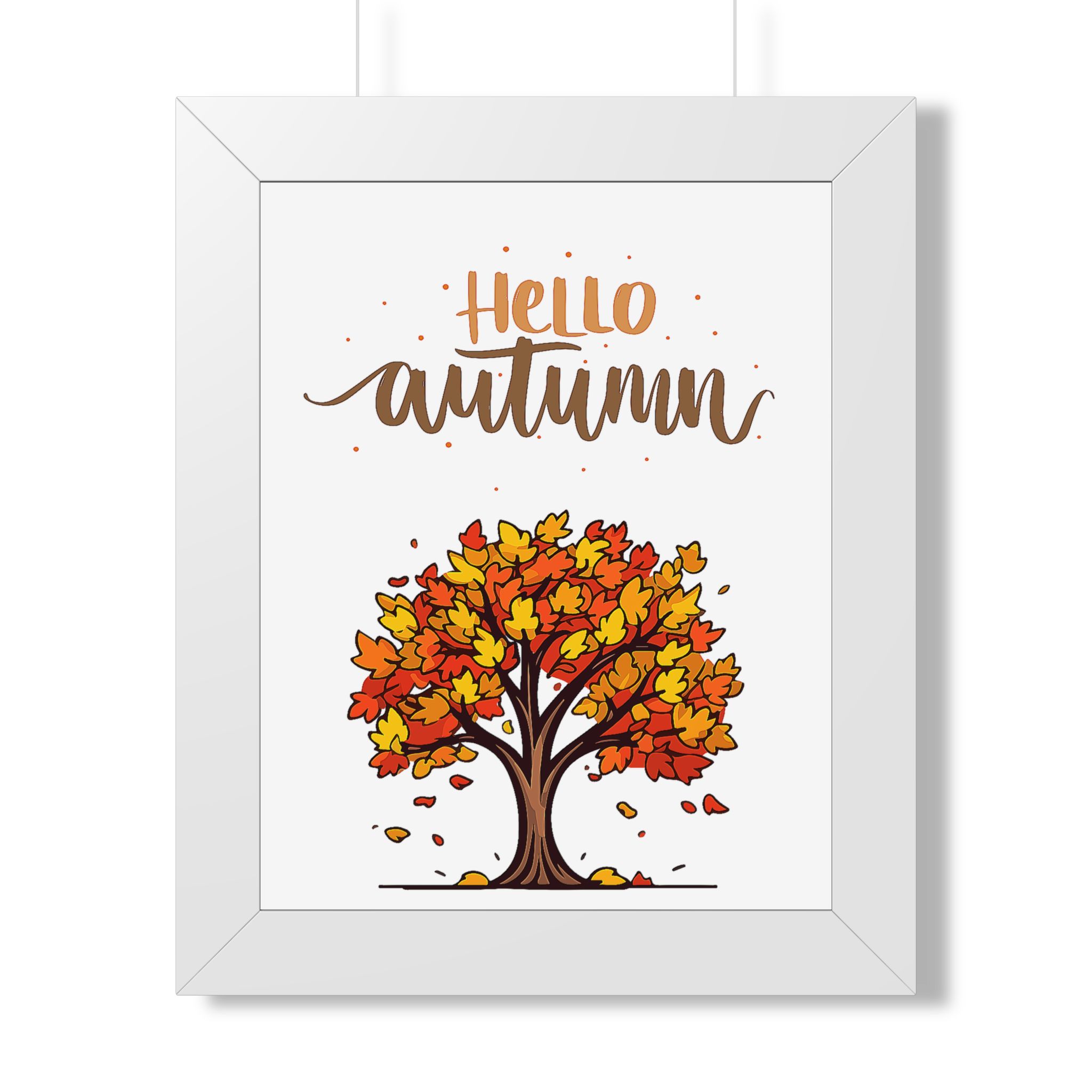 Autumn Poster - "Hello Autumn" Framed Wall Art