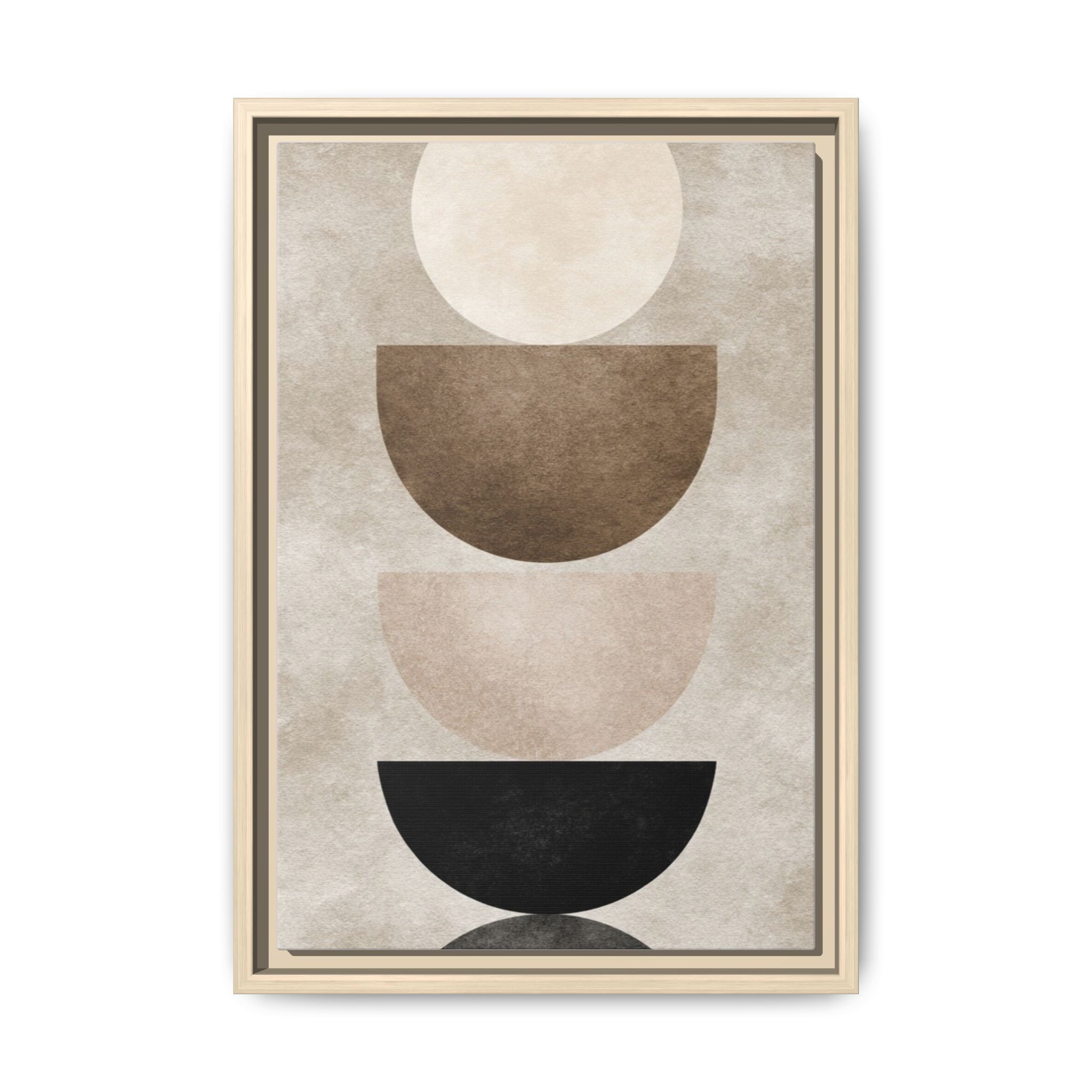 Abstract Neutral Geometric Canvas Print — Stacked Circles Framed Wall Art - Image 165