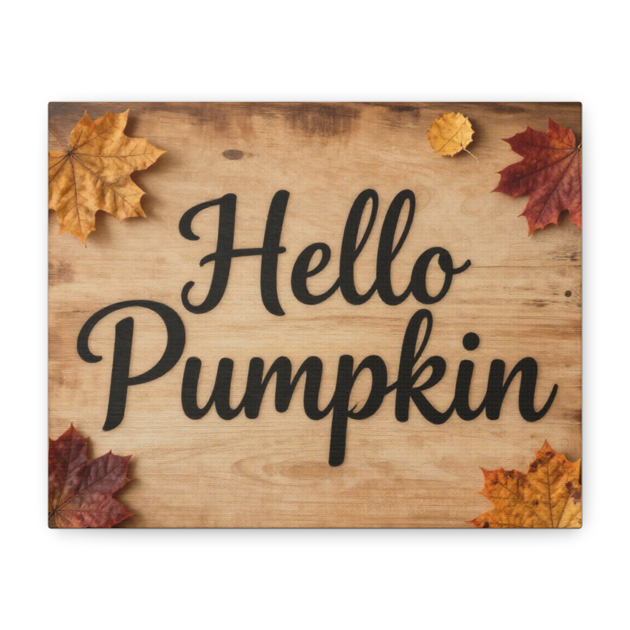 Hello Pumpkin Fall Canvas Wall Art — Autumn Leaves Rustic Home Decor - Image 2