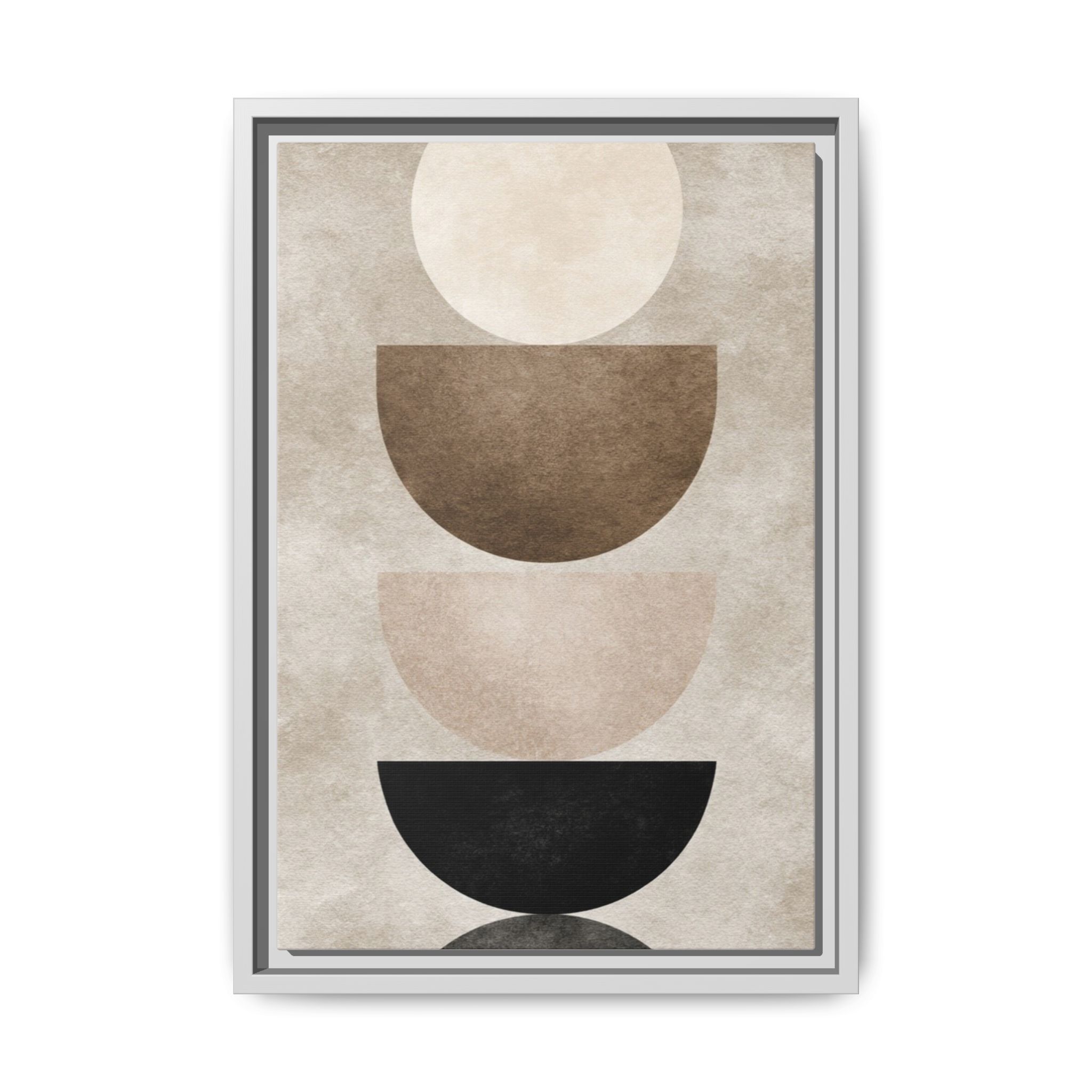 Abstract Neutral Geometric Canvas Print — Stacked Circles Framed Wall Art - Image 169