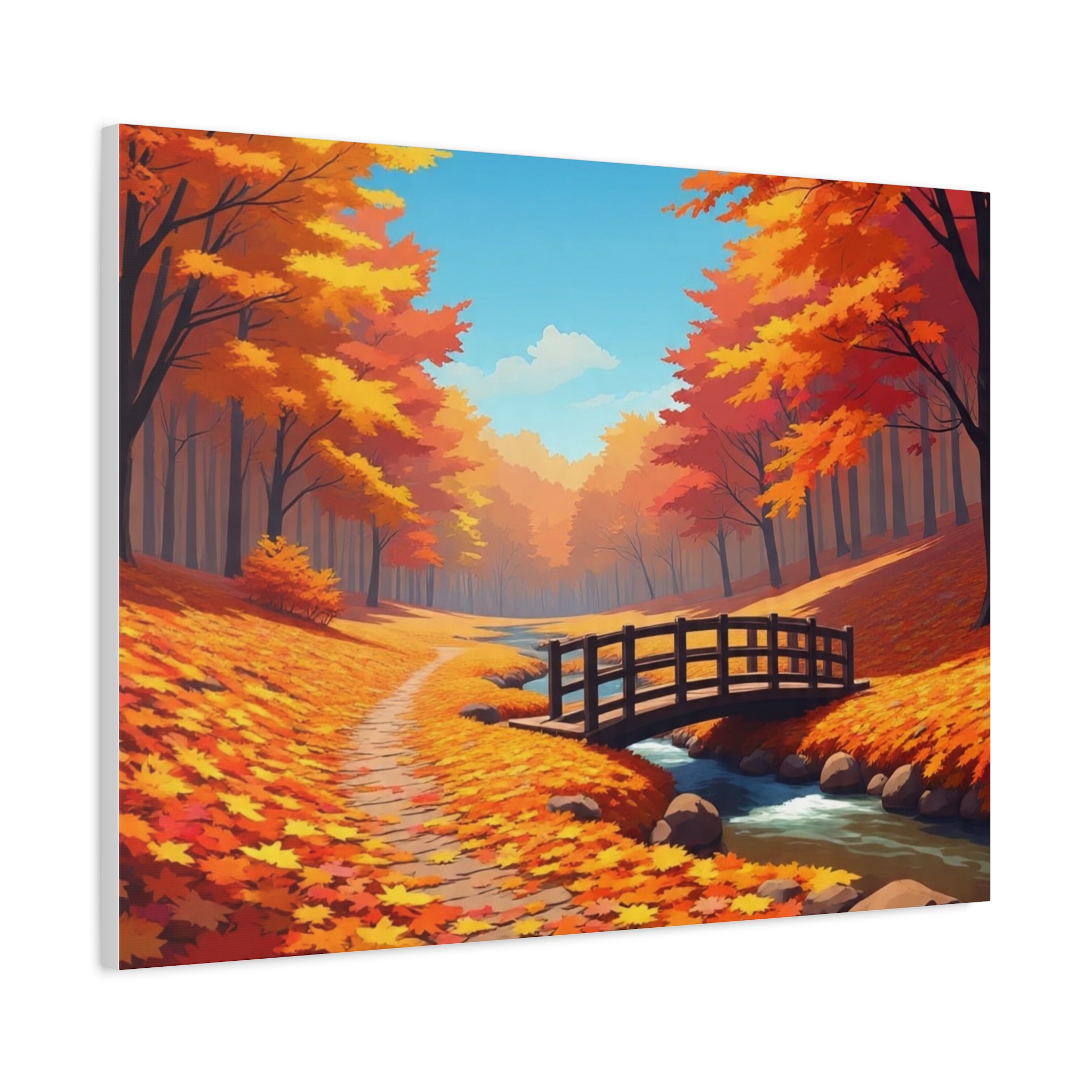 Autumn Forest Bridge Canvas - Image 6