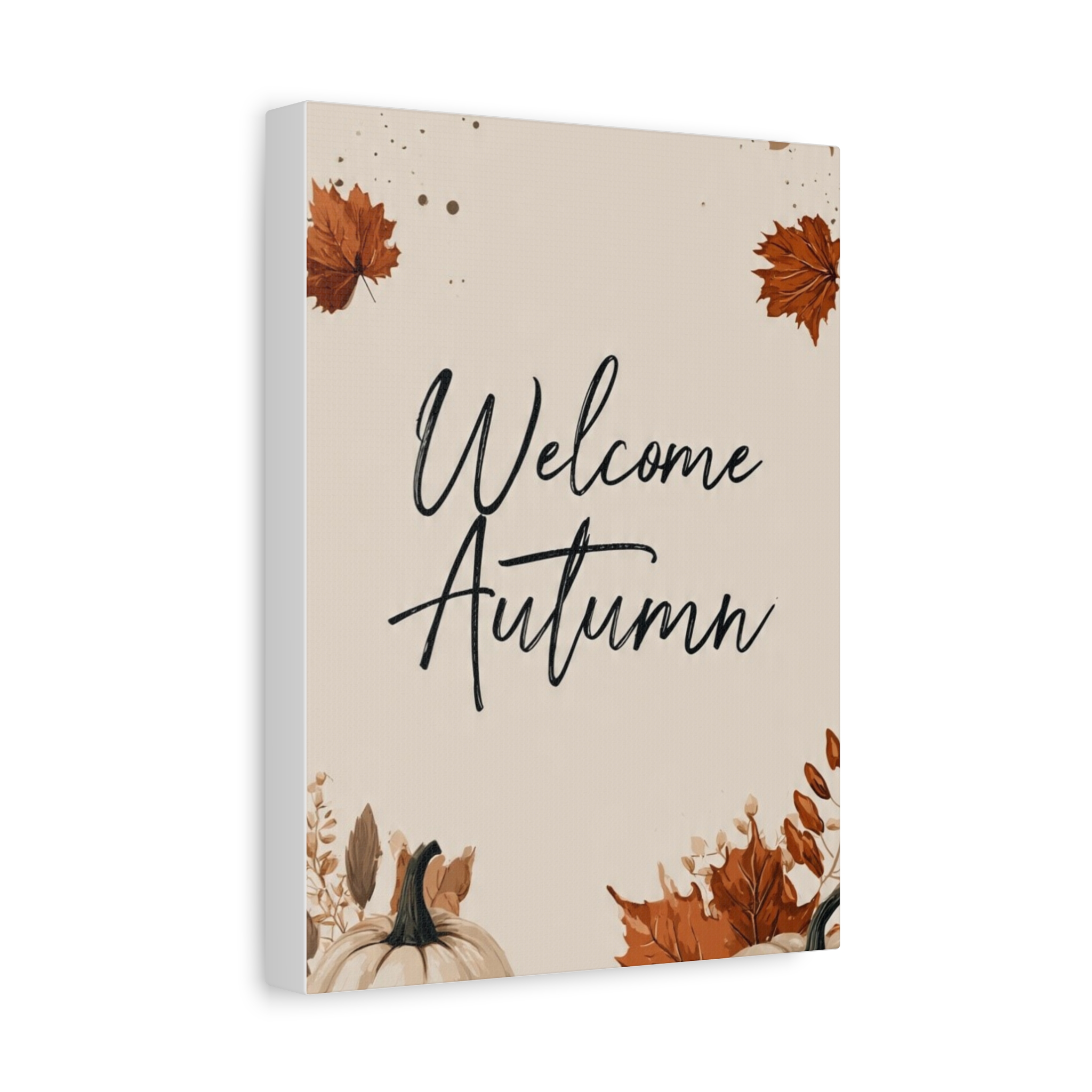 Welcome Autumn Canvas Wall Art — Fall Leaves Pumpkin Neutral Seasonal Decor - Image 5