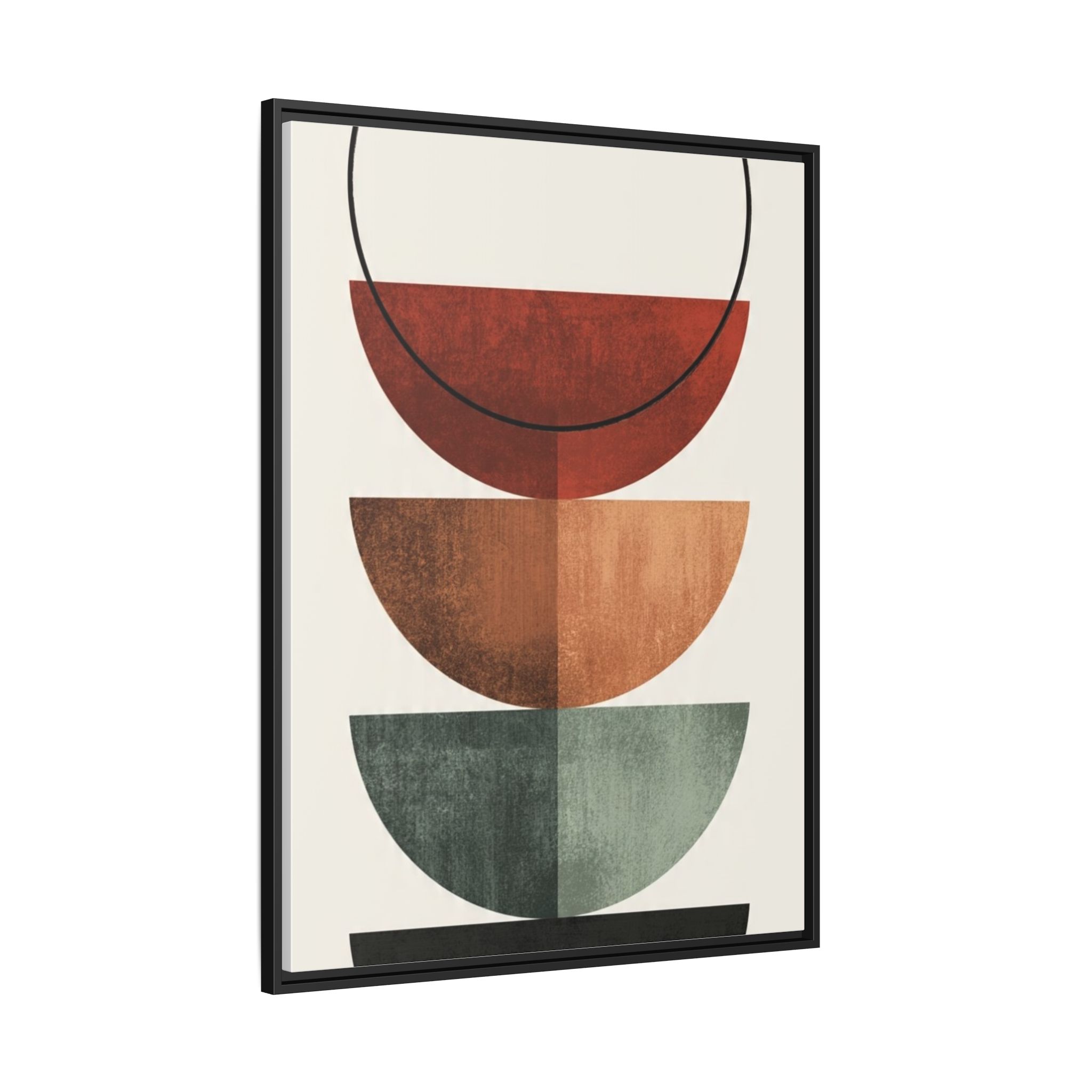 Abstract Stacked Semi-Circles Framed Canvas Wall Art — Mid-Century Modern Geometric Print - Image 30