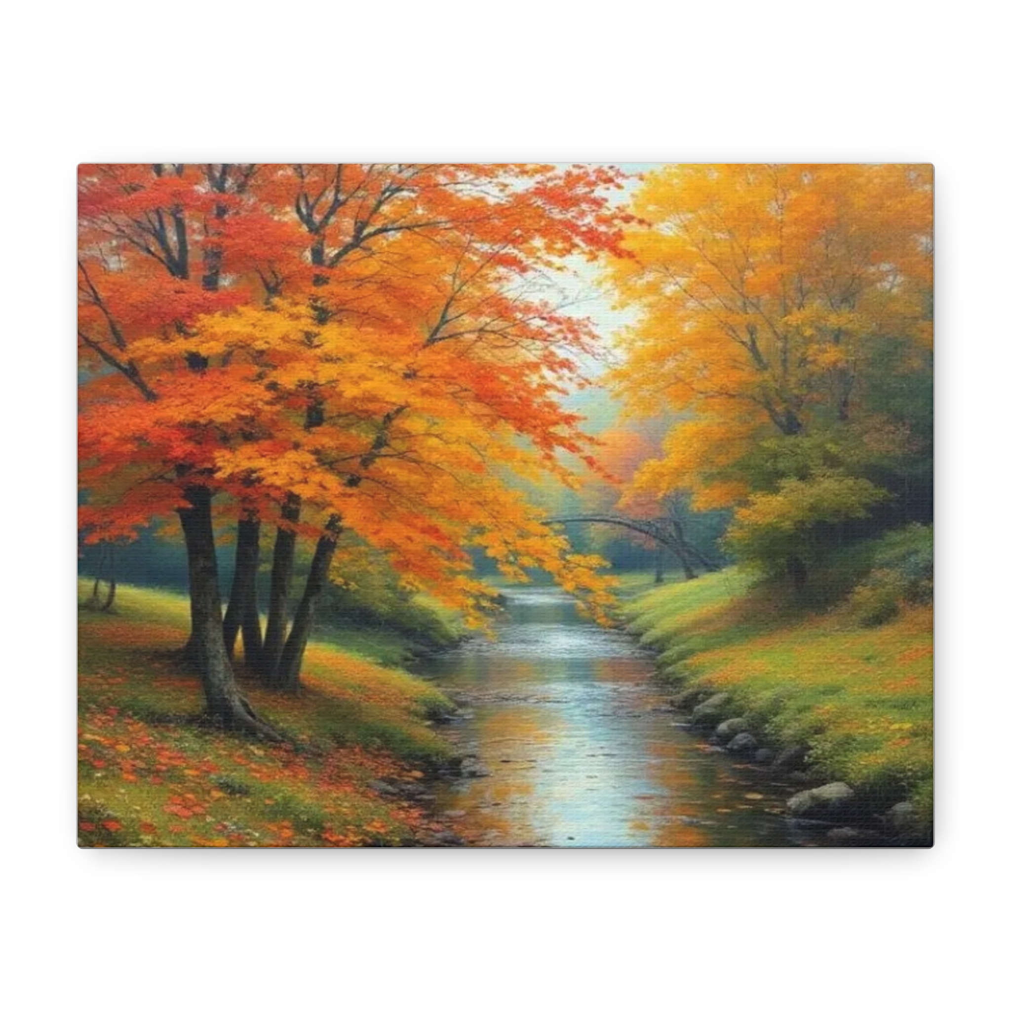 Autumn River Landscape Canvas Art — Matte Stretched Wall Decor - Image 4