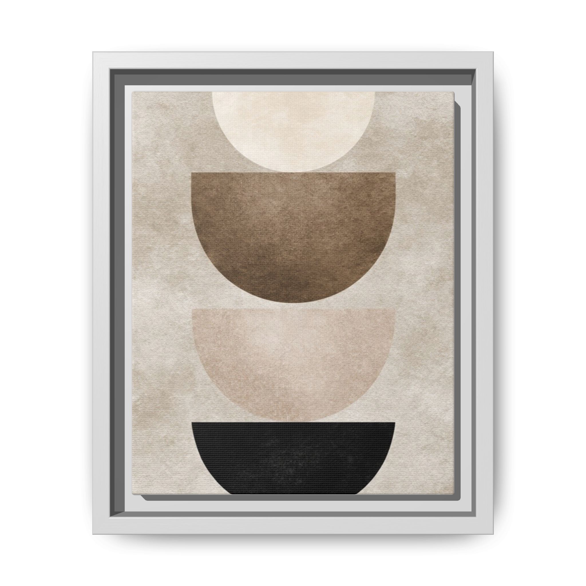 Abstract Neutral Geometric Canvas Print — Stacked Circles Framed Wall Art - Image 201