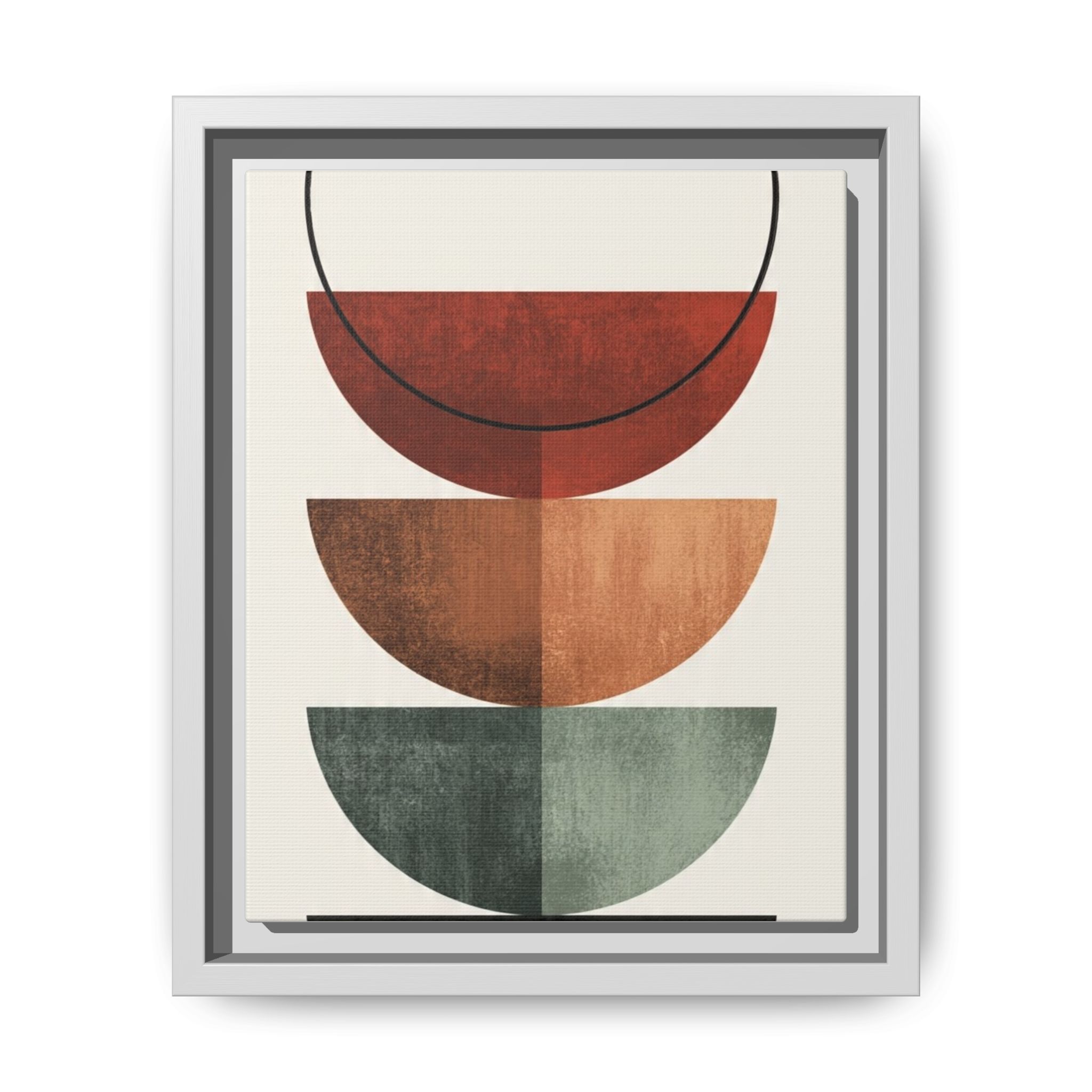 Abstract Stacked Semi-Circles Framed Canvas Wall Art — Mid-Century Modern Geometric Print - Image 153