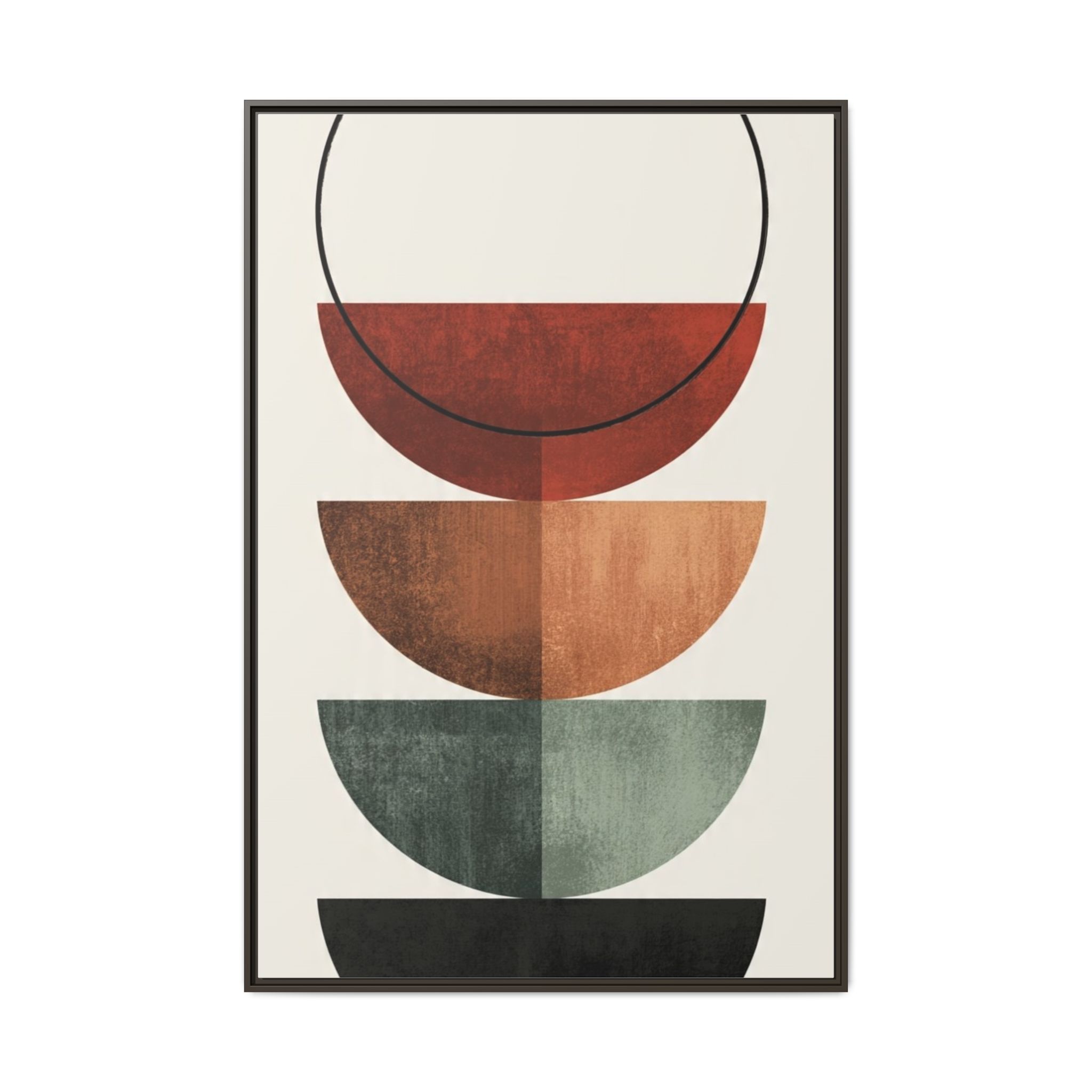 Abstract Stacked Semi-Circles Framed Canvas Wall Art — Mid-Century Modern Geometric Print - Image 49