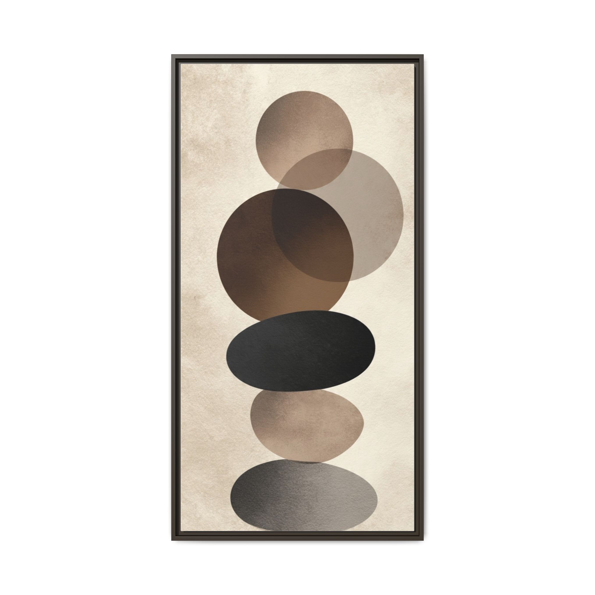 Framed Abstract Circles Matte Canvas Print — Neutral Mid-Century Wall Art - Image 9