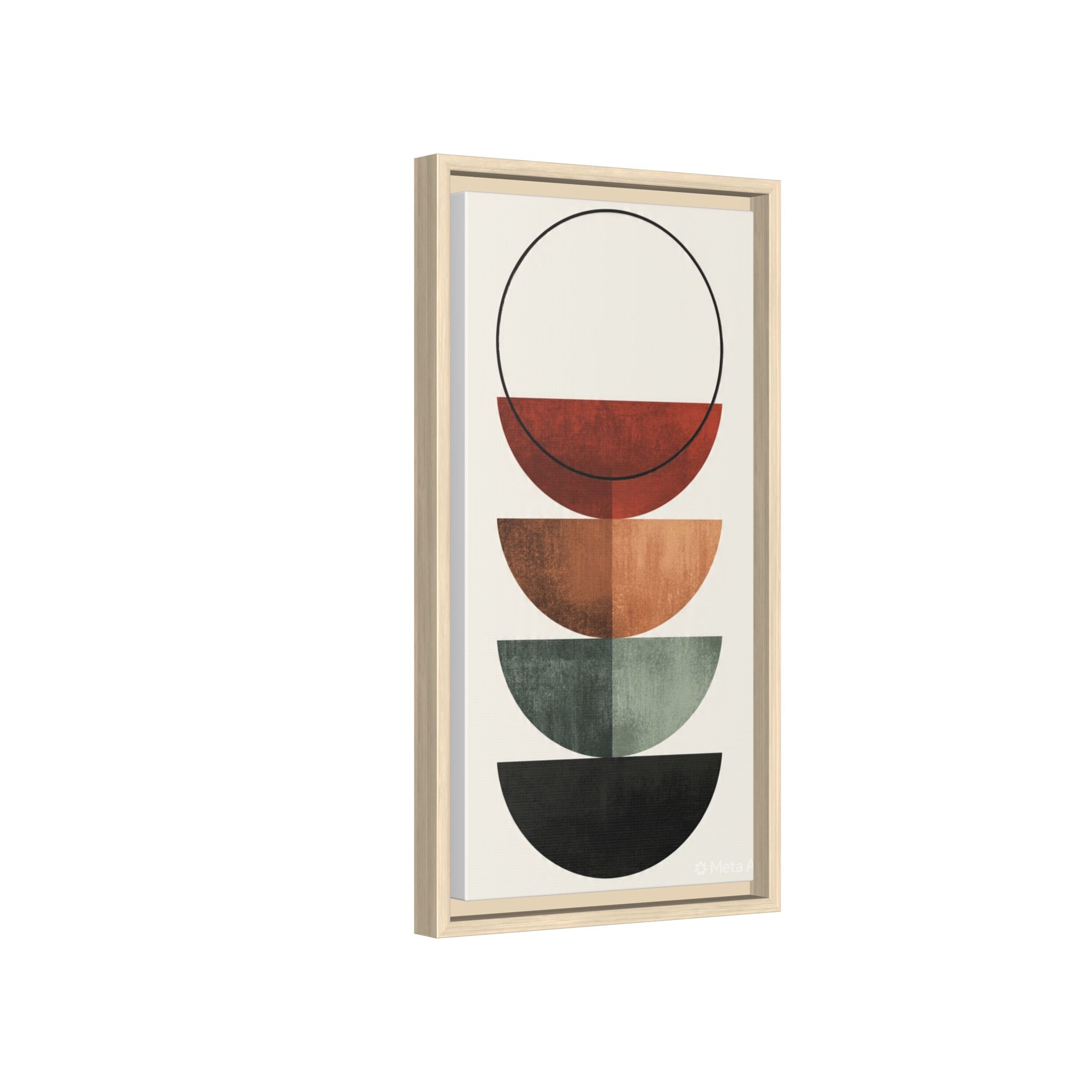 Abstract Stacked Semi-Circles Framed Canvas Wall Art — Mid-Century Modern Geometric Print - Image 90