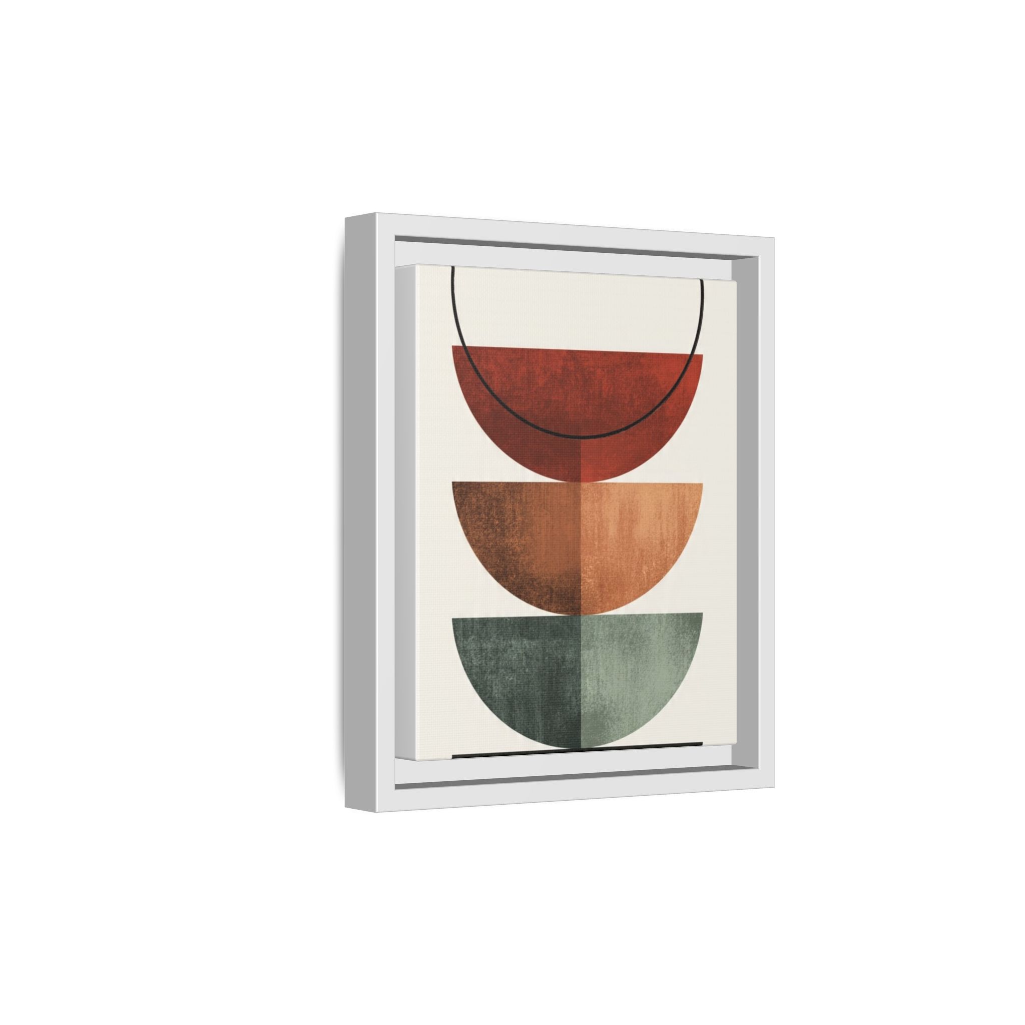 Abstract Stacked Semi-Circles Framed Canvas Wall Art — Mid-Century Modern Geometric Print - Image 154