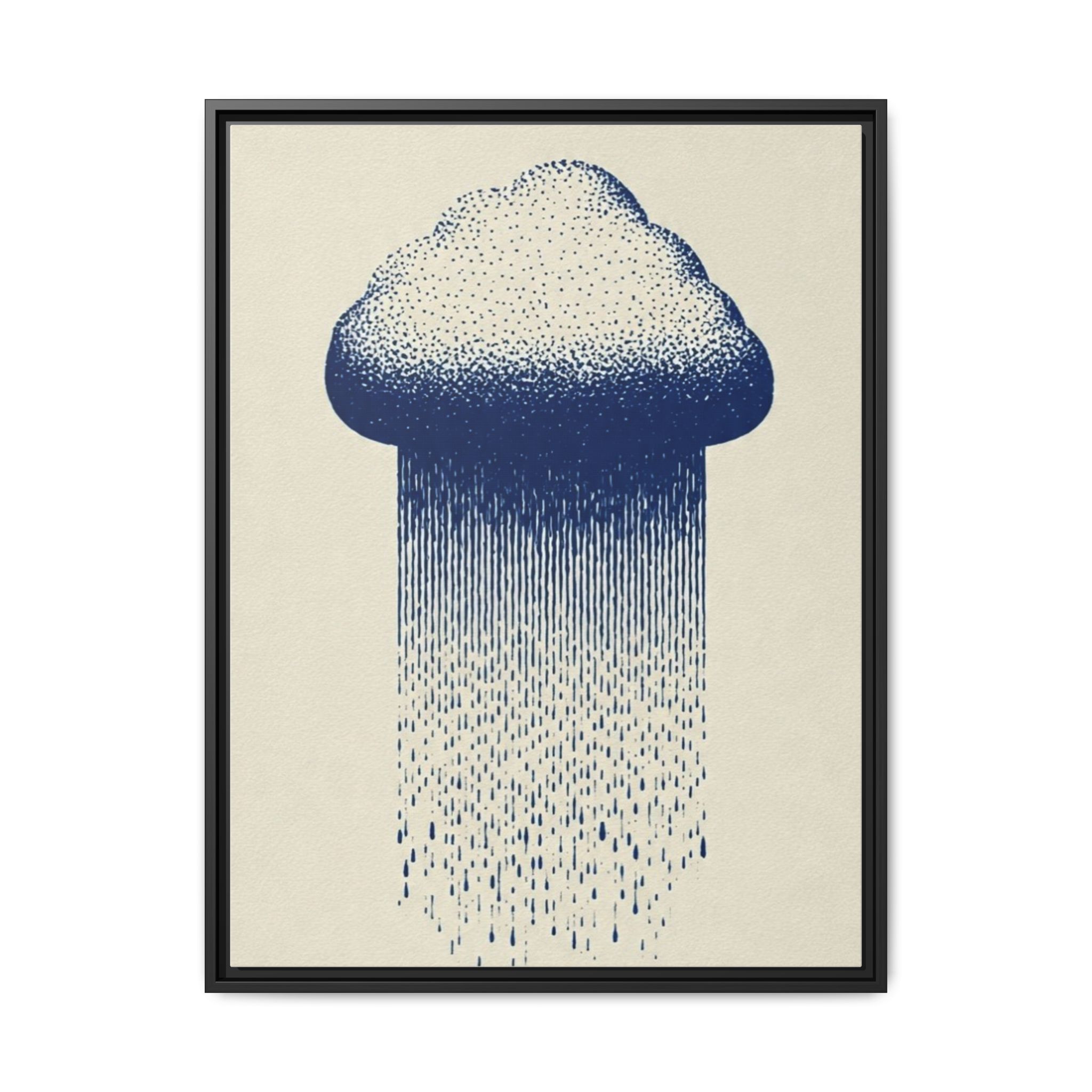 Framed Canvas Wall Art — Blue Rain Cloud Minimalist Print - Image 205
