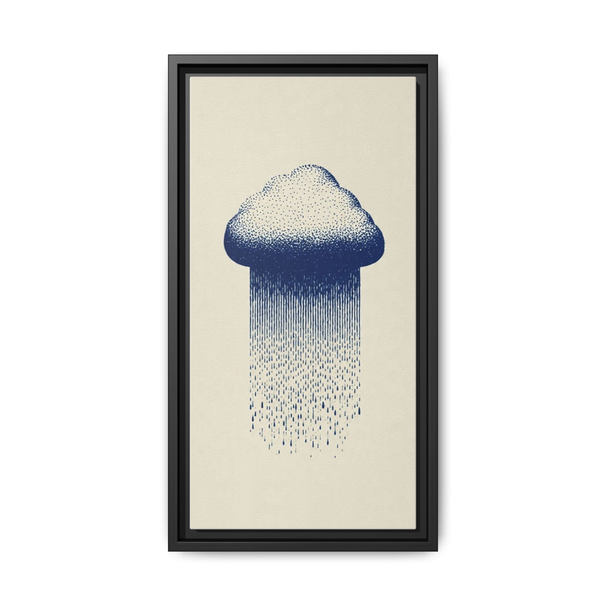 Framed Canvas Wall Art — Blue Rain Cloud Minimalist Print - Image 93