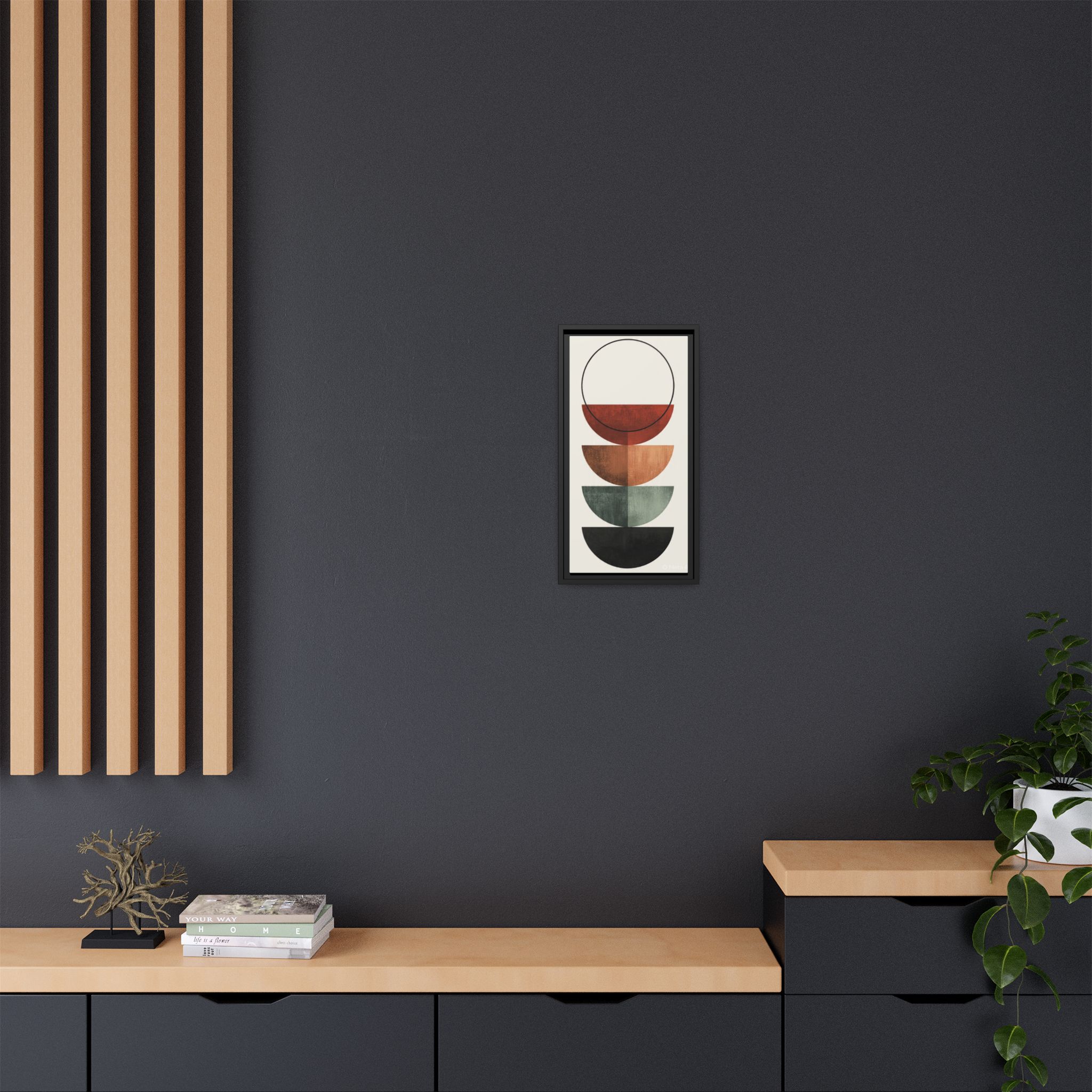 Abstract Stacked Semi-Circles Framed Canvas Wall Art — Mid-Century Modern Geometric Print - Image 96