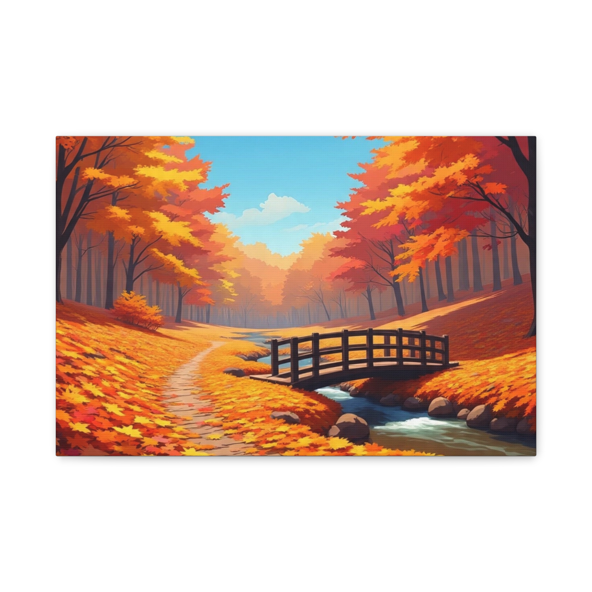 Autumn Forest Bridge Canvas - Image 4