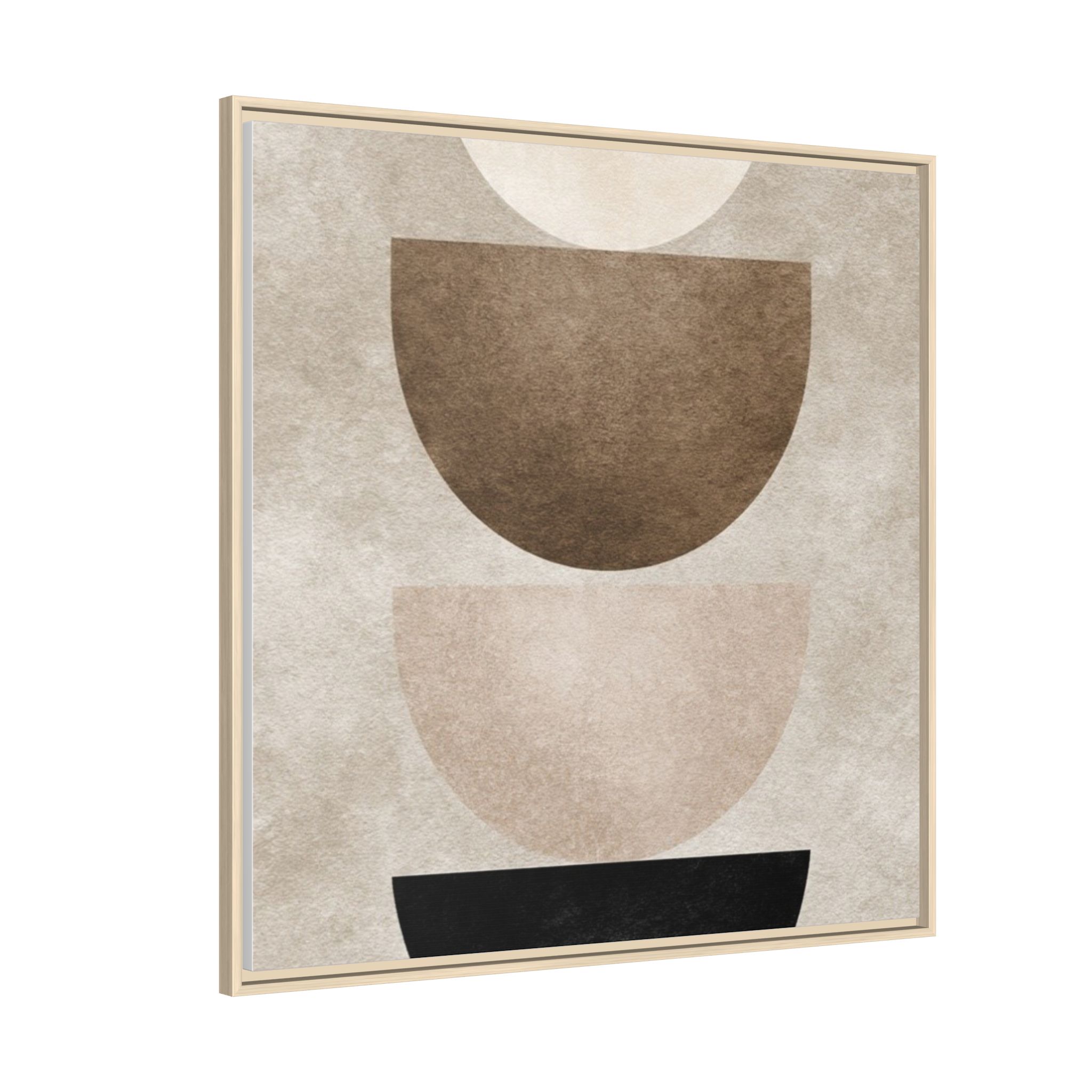 Abstract Neutral Geometric Canvas Print — Stacked Circles Framed Wall Art - Image 218