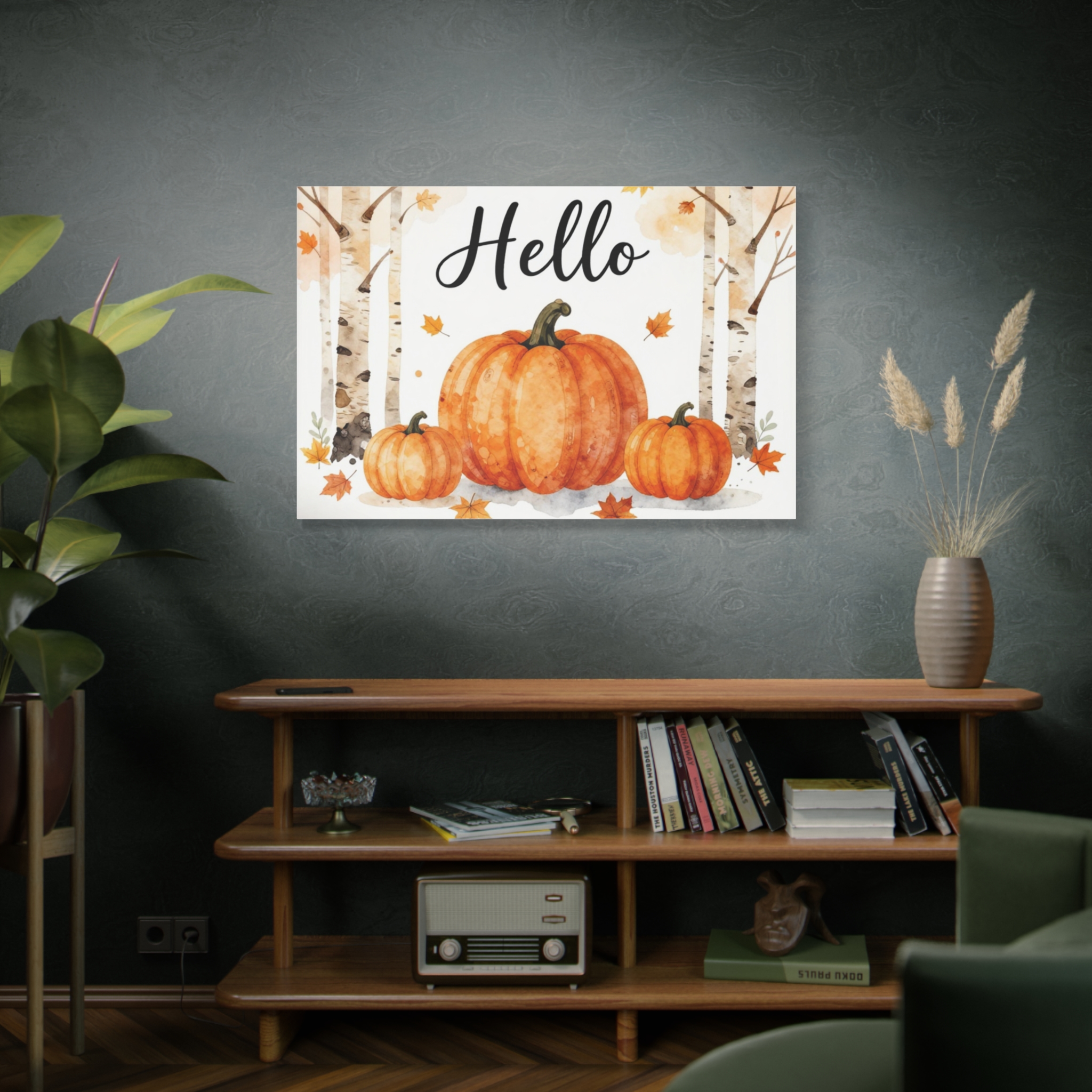 Hello Pumpkin Canvas Wall Art — Autumn Pumpkin Decor - Image 4