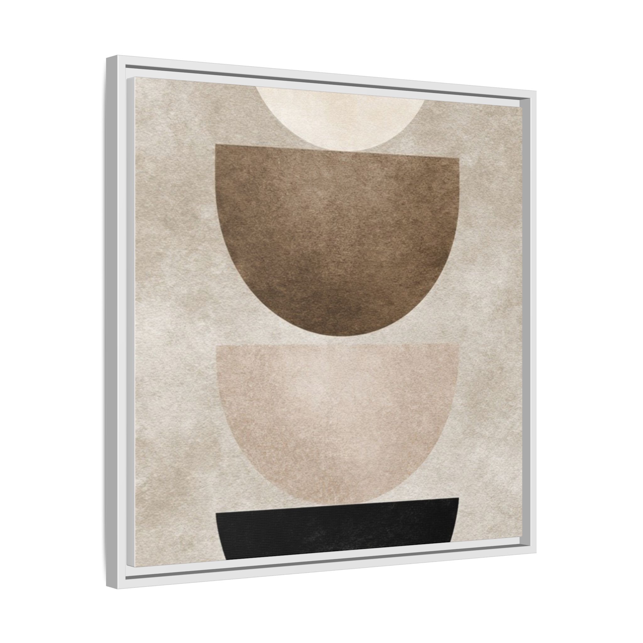 Abstract Neutral Geometric Canvas Print — Stacked Circles Framed Wall Art - Image 18
