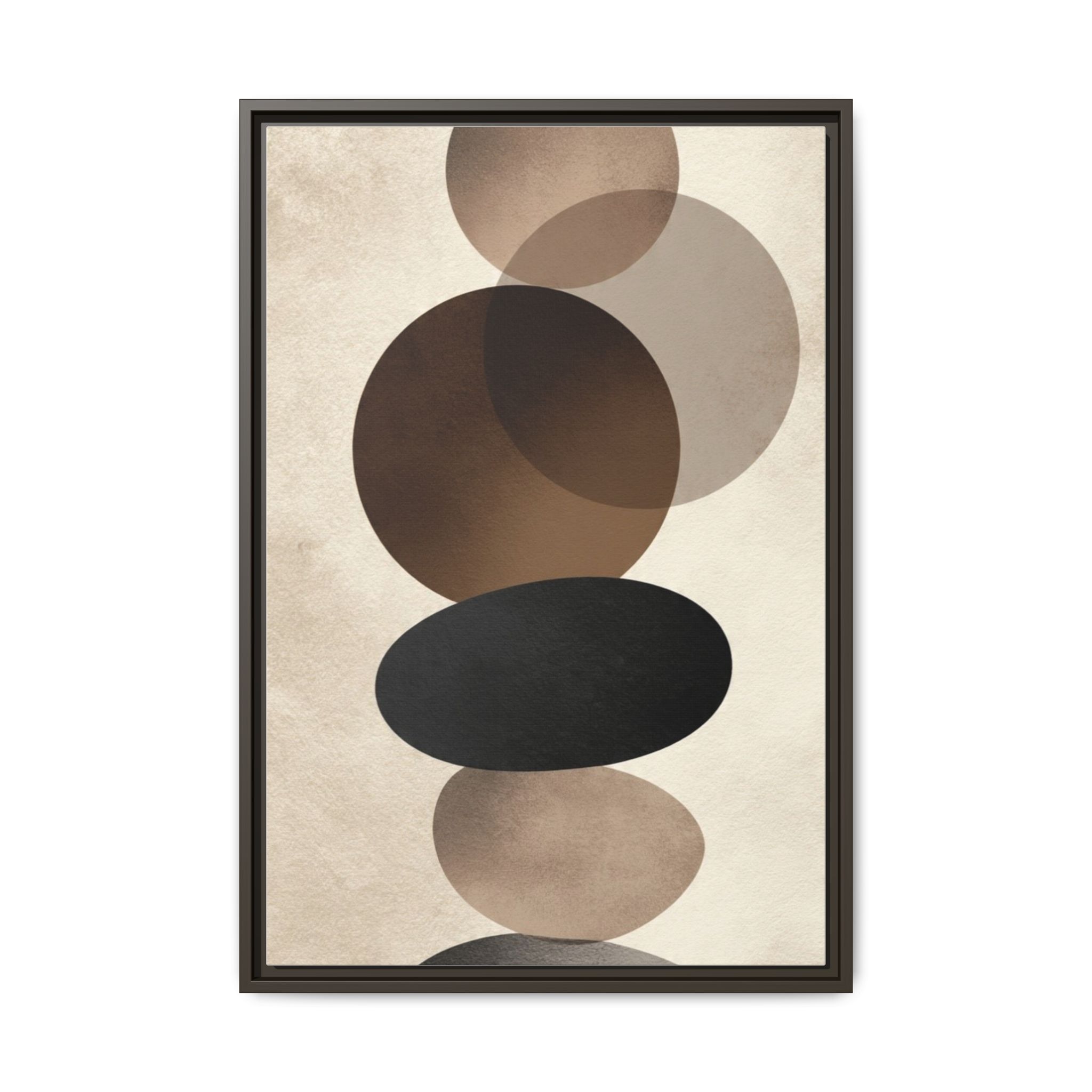 Framed Abstract Circles Matte Canvas Print — Neutral Mid-Century Wall Art - Image 141