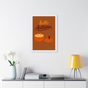 Hello Autumn Framed Poster — Fall Pumpkin Wall Art