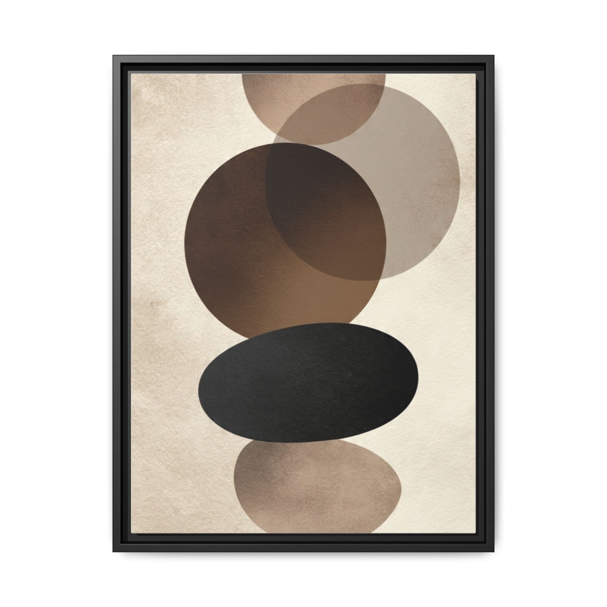 Framed Abstract Circles Matte Canvas Print — Neutral Mid-Century Wall Art - Image 217