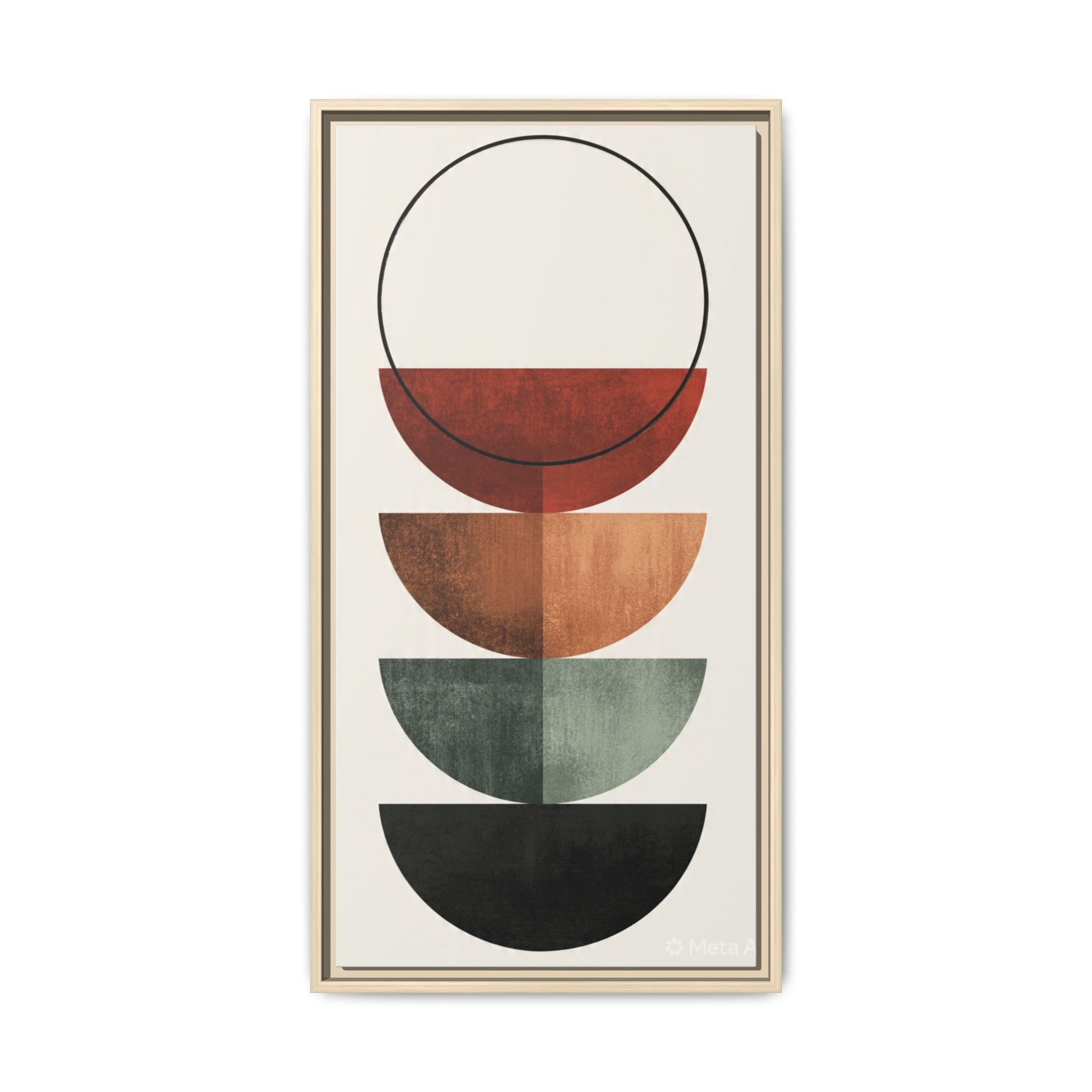Abstract Stacked Semi-Circles Framed Canvas Wall Art — Mid-Century Modern Geometric Print - Image 217