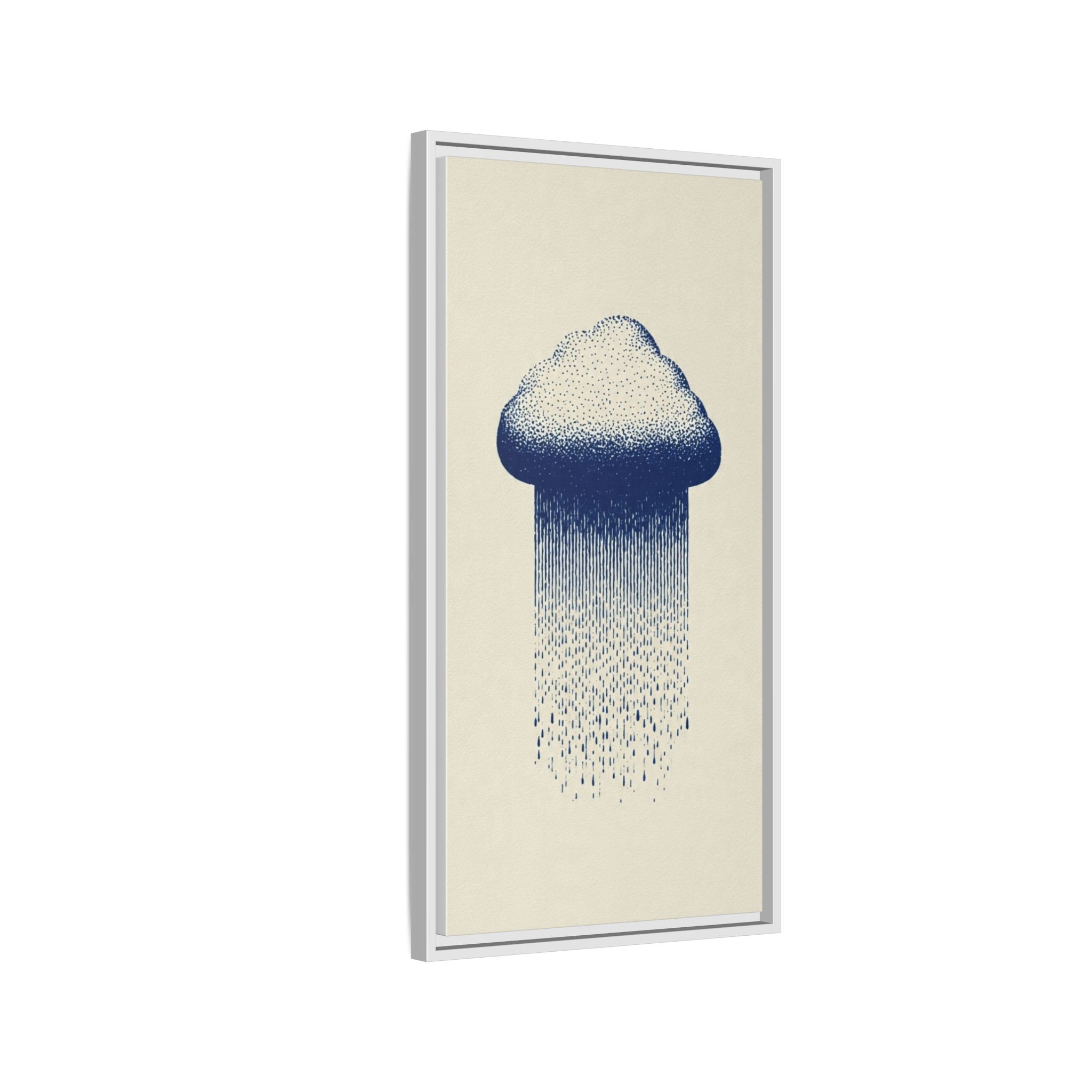 Framed Canvas Wall Art — Blue Rain Cloud Minimalist Print - Image 214