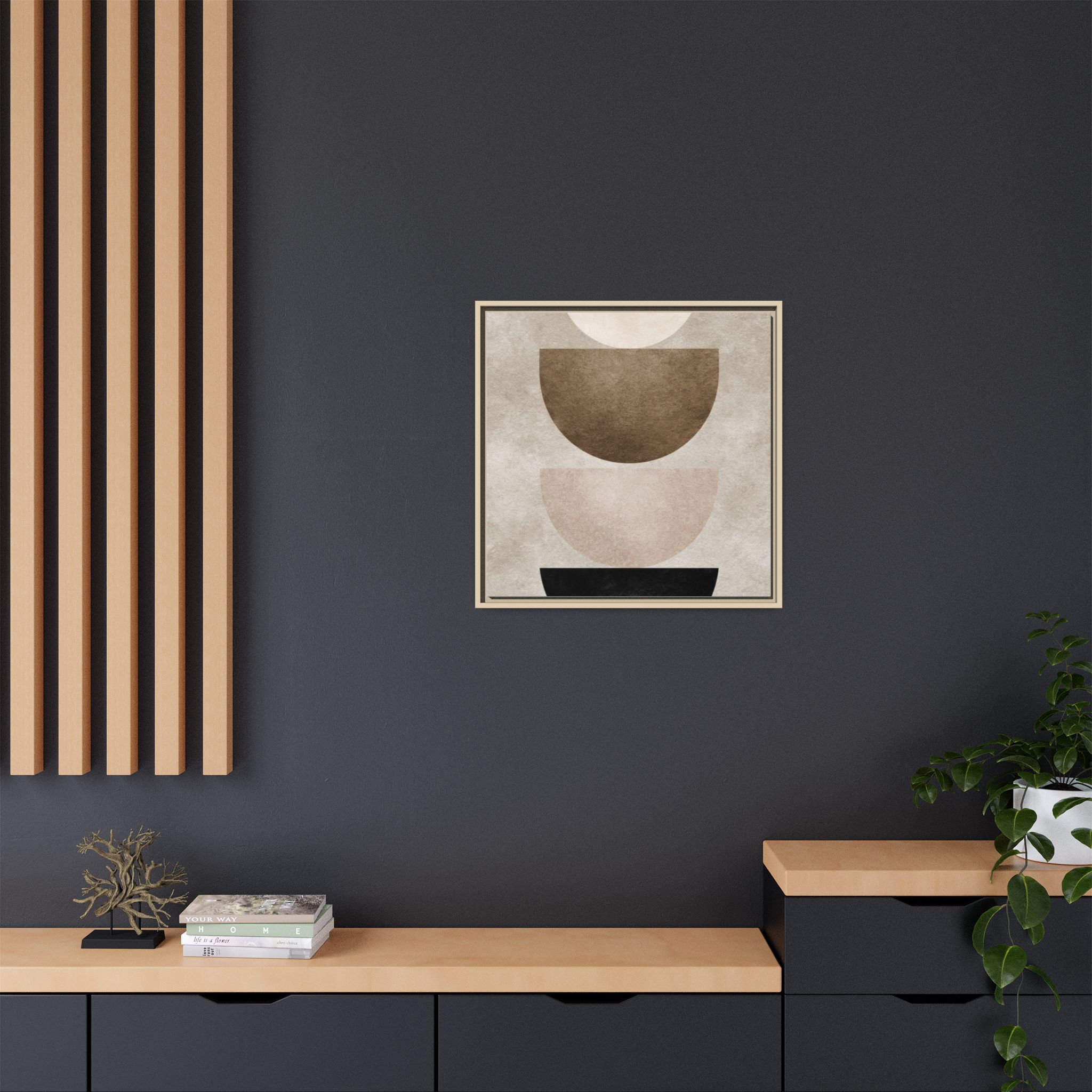 Abstract Neutral Geometric Canvas Print — Stacked Circles Framed Wall Art - Image 28