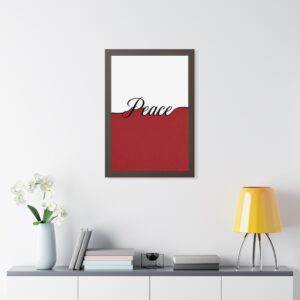 Peace Framed Poster — Minimalist Red & White Wall Art