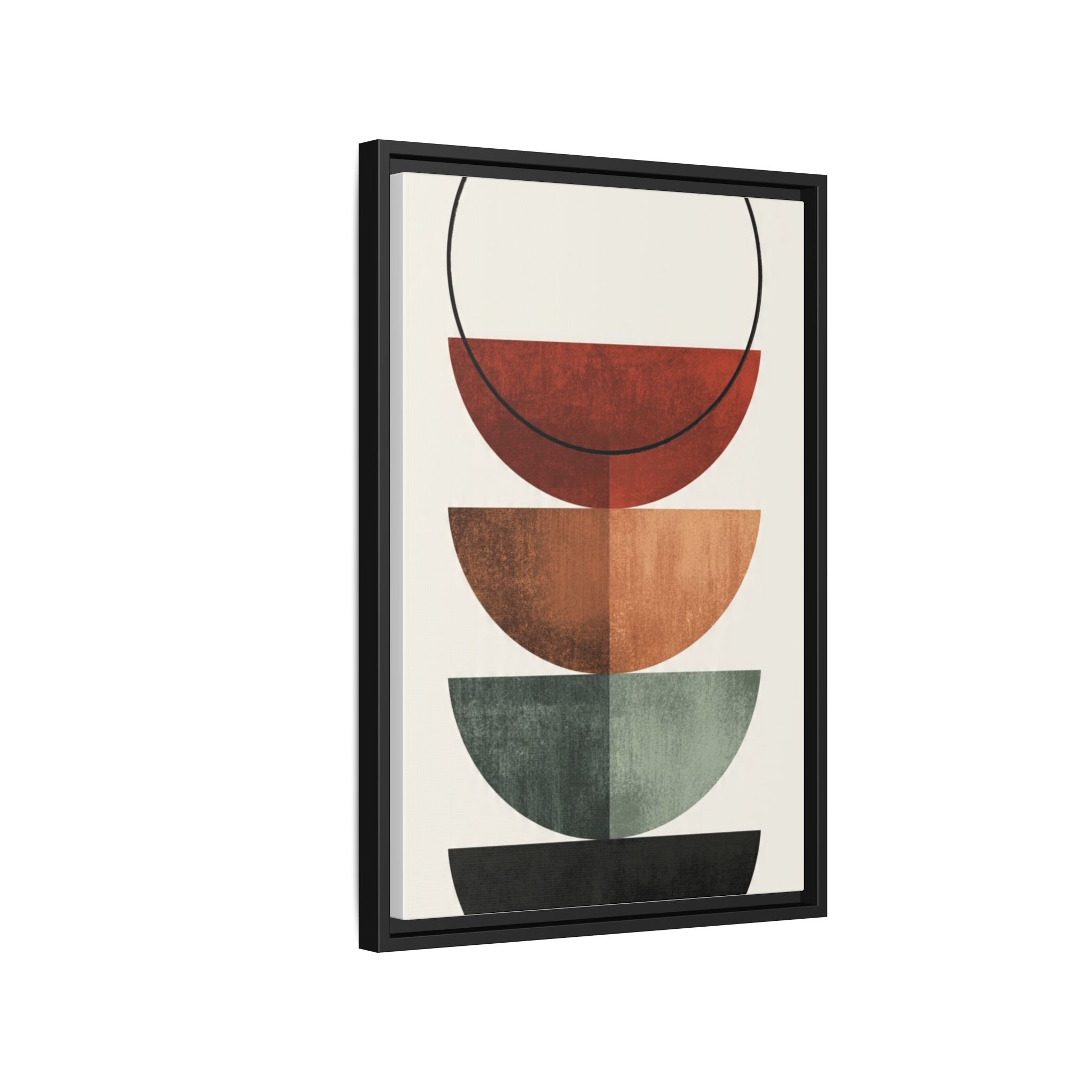 Abstract Stacked Semi-Circles Framed Canvas Wall Art — Mid-Century Modern Geometric Print - Image 242
